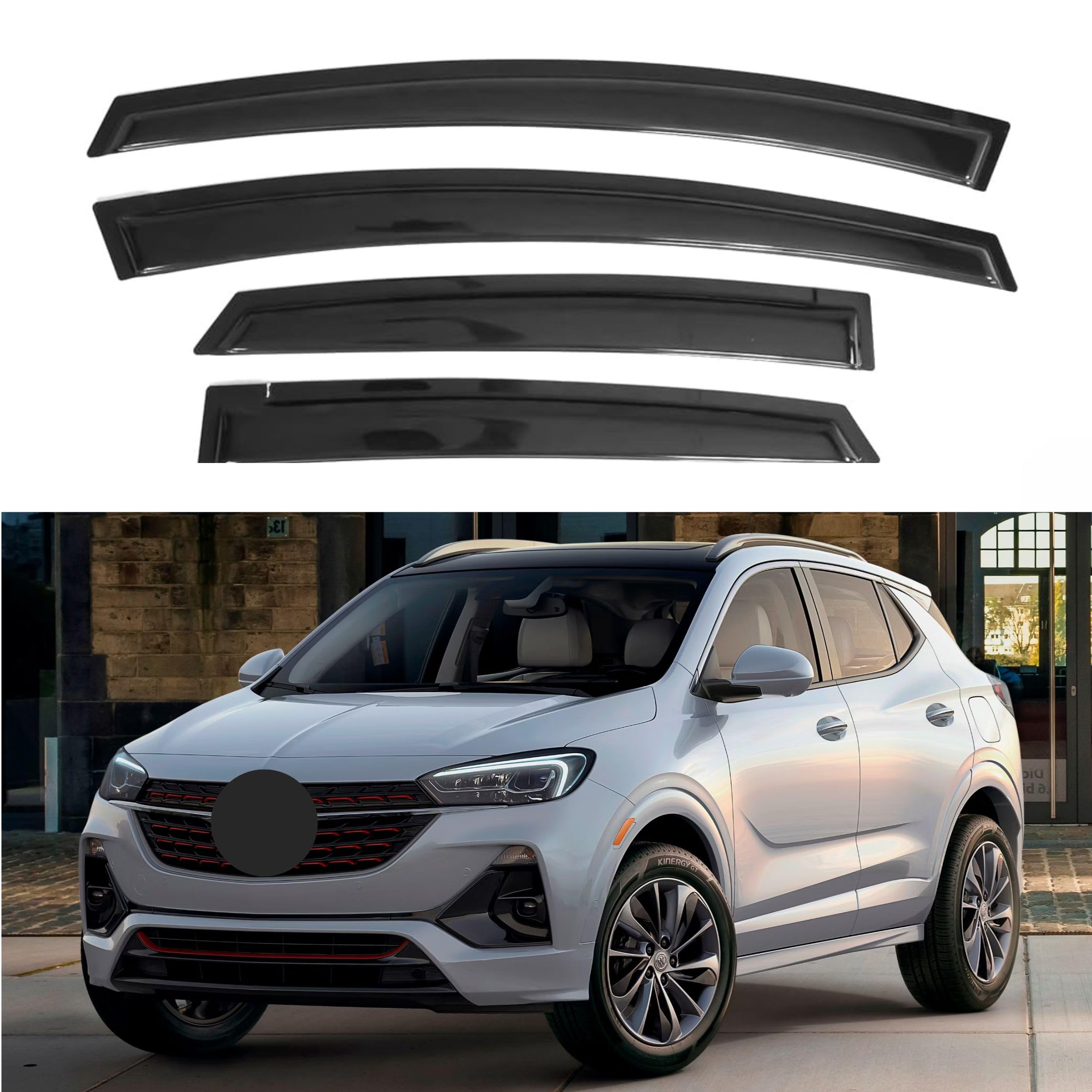 Ig Window Visor For Buick Encore 2013-2022 (Does Not Fit Encore Gx) & Chevy Chevrolet Trax 2014-2022, Rain Guard Tape-On Side Ve