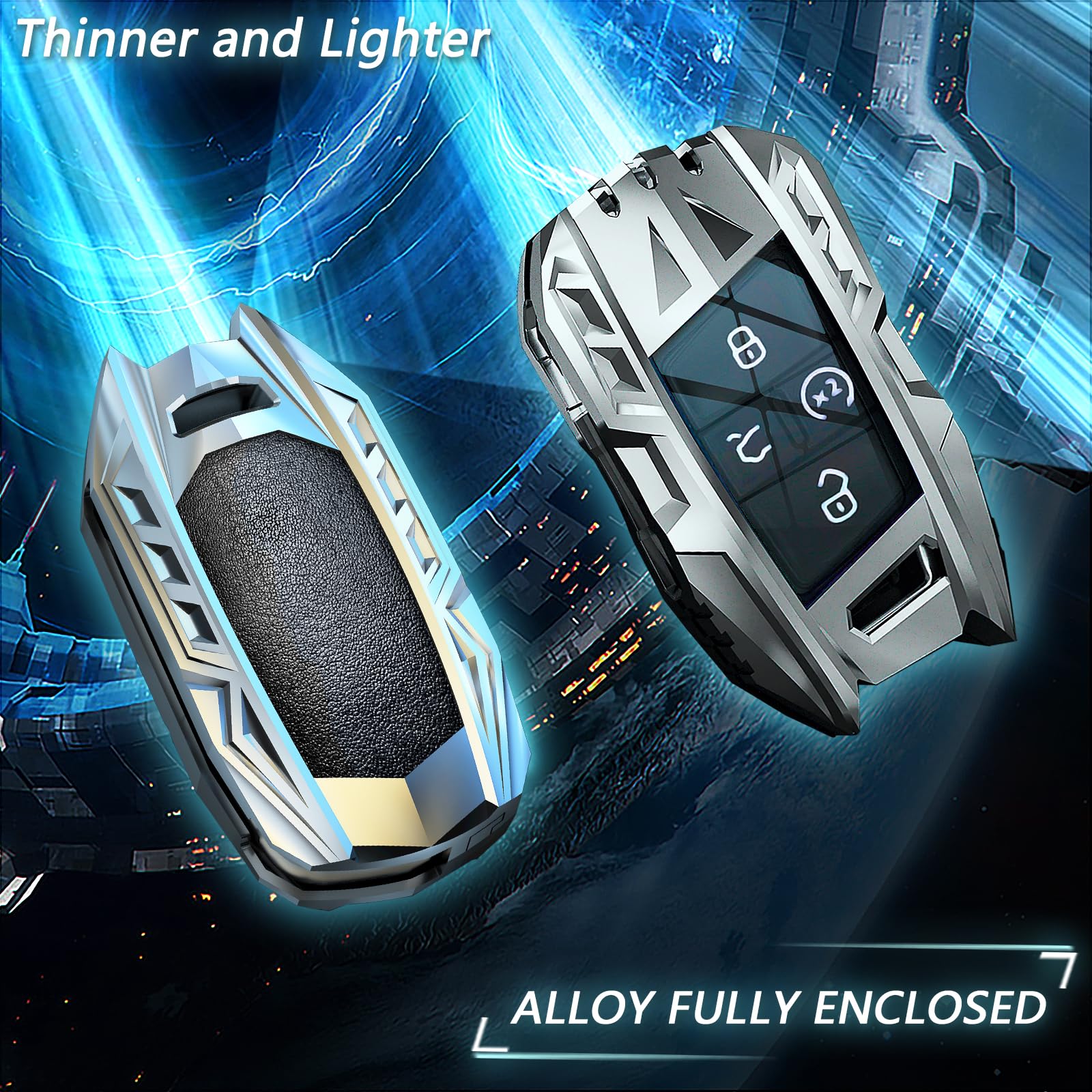 Ocezbiis For Volkswagen Key Fob Cover,Keychain,Zinc Alloy Protection Car Key Shell Case Compatible With Vw Holder Smart Remote K