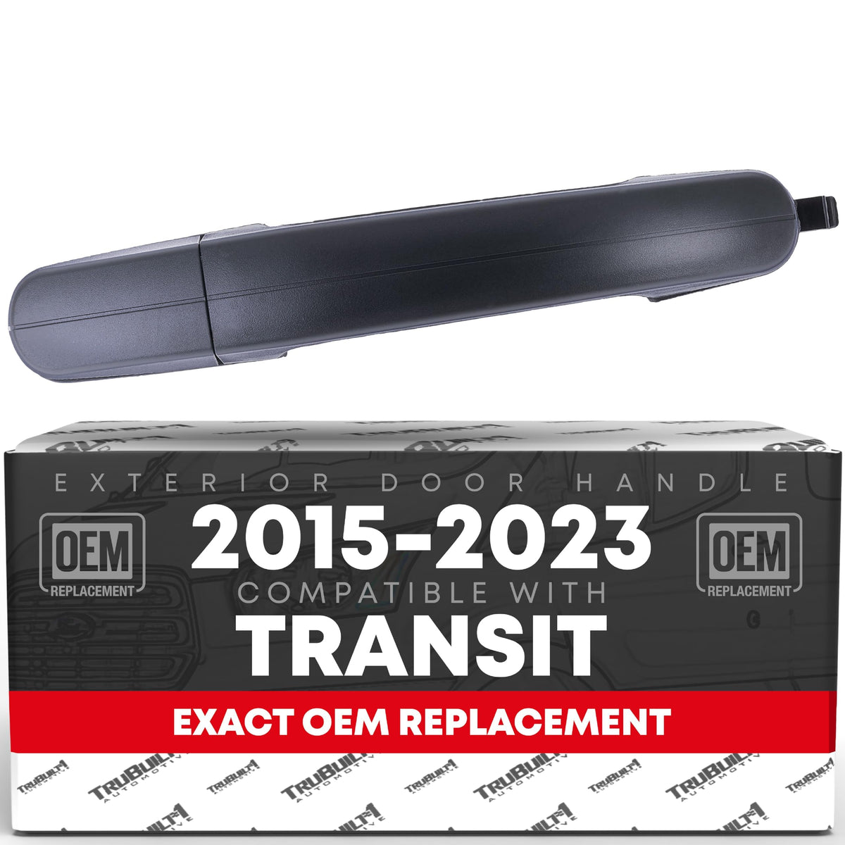 T1A Exterior Rear Passenger Sliding Door Handle Replacement - Compatible With 2015-2023 Ford Transit - Textured Black, Plastic -