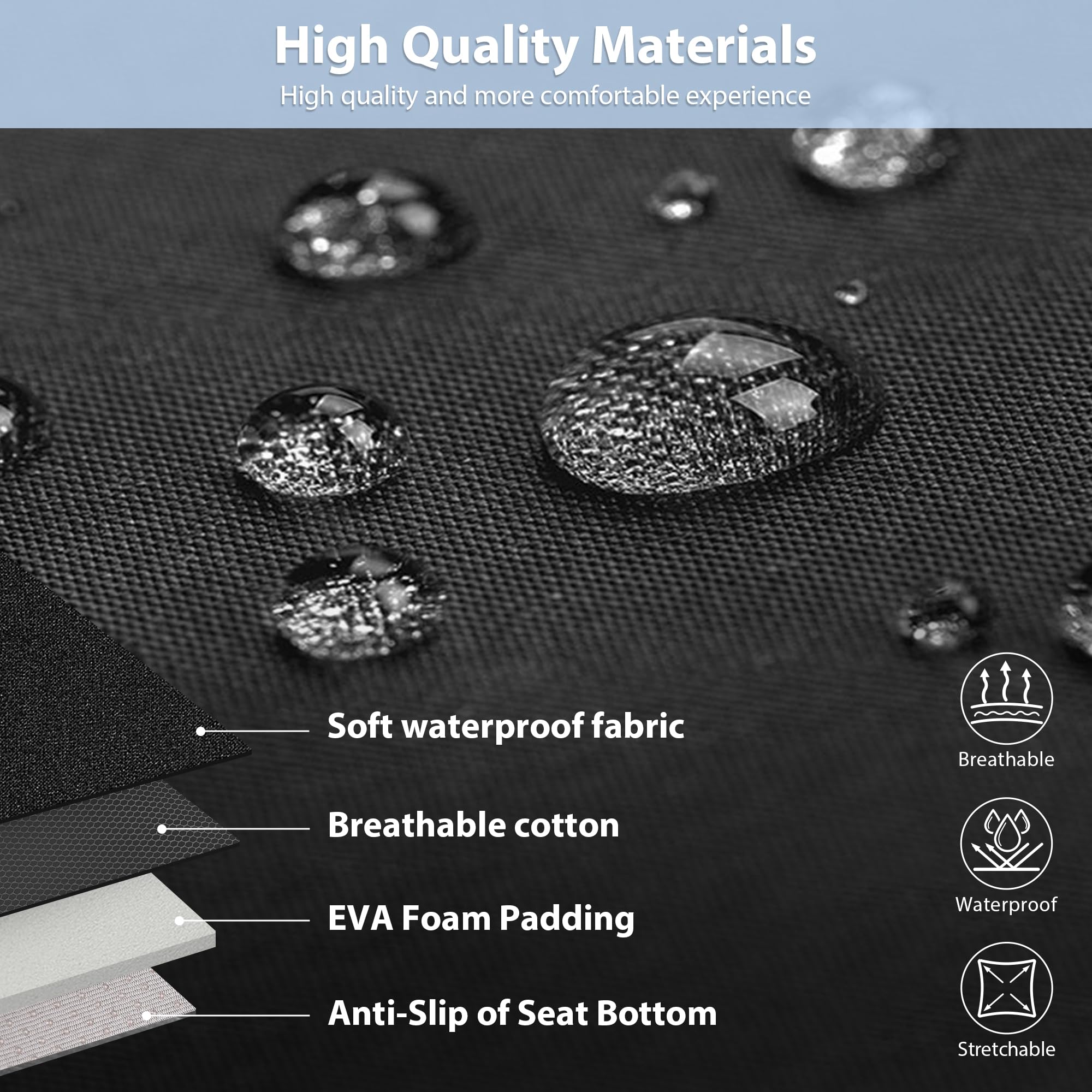 CAR PASS Waterproof Car Seat Covers Front Seats Only with 5mm Composite EVA, Neoprene Car Seat Cover with Separate Headrest Cove