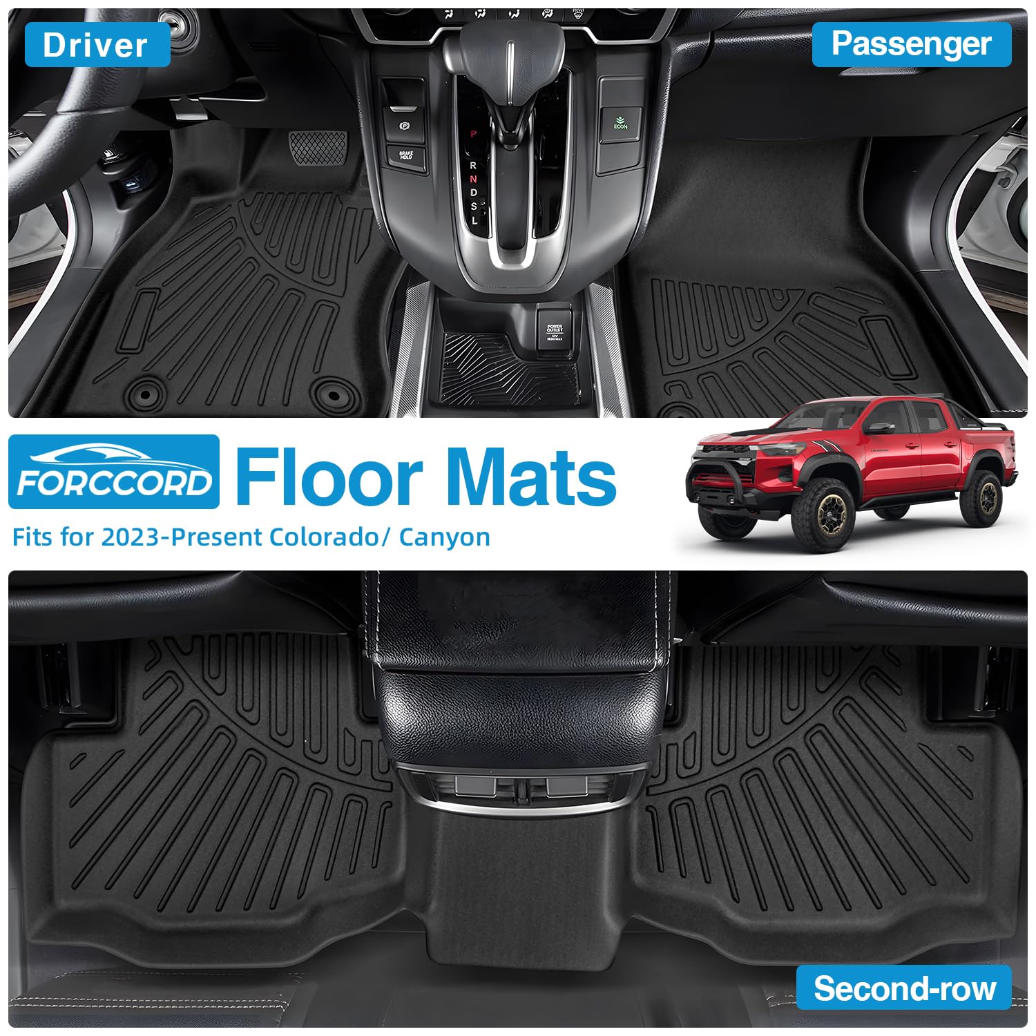 Forccord Custom Fit For Floor Mats Colorado/Canyon 2023 2024 2025 All Weather Protection Tpe Heavy Duty Car Mats Floor Liners In