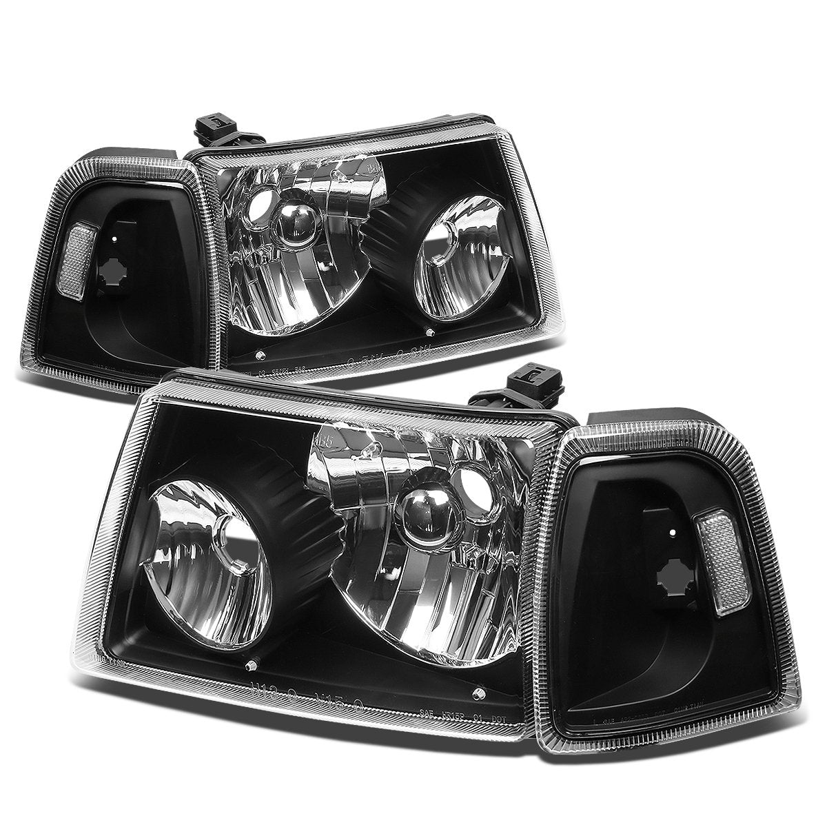 Auto Dynasty Headlights Assembly Compatible With 2001-2011 Ford Ranger, 4-Pieces Driver And Passenger Side Halogen Headlamps Rep
