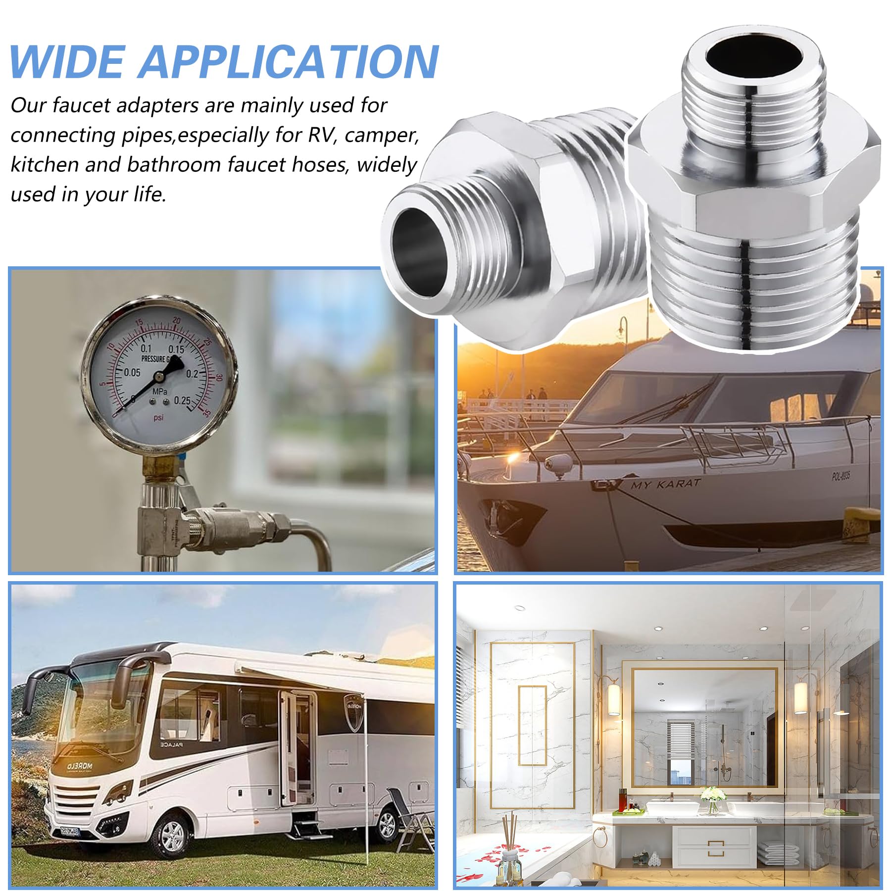 Carvedexquisitely Rv Faucet Adapter,Npt 1/2'' To Compression 3/8'' Reducer Faucet Supply Line Adapter,Stainless Steel 304 Compre