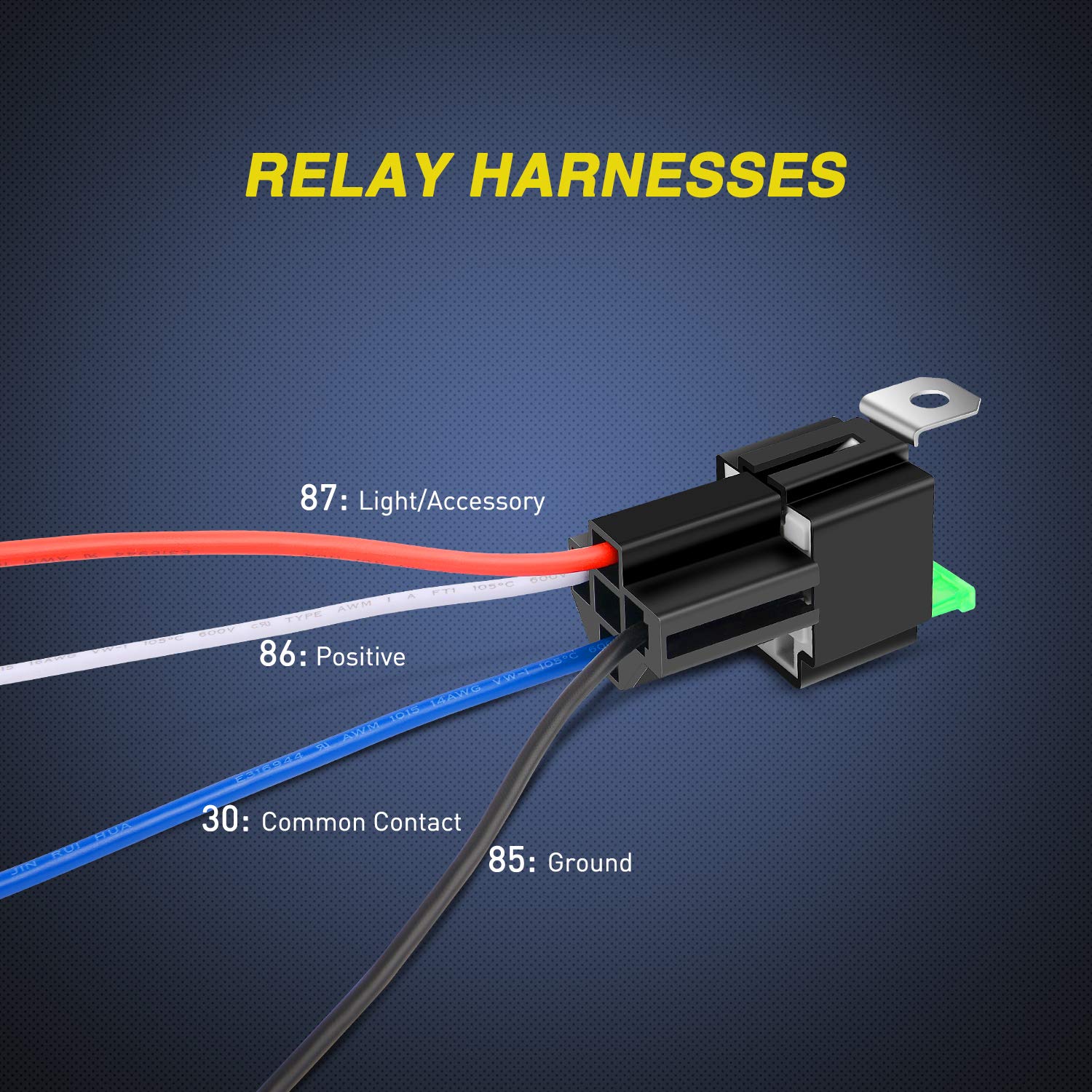 Nilight 50023R 5 Pack 30A Fuse Relay Car Truck Socket Kit-30A Switch Harness Set-12V Dc 4-Pin Spst Automotive 14 Awg Hot Wires-Auto Switches & Starters S