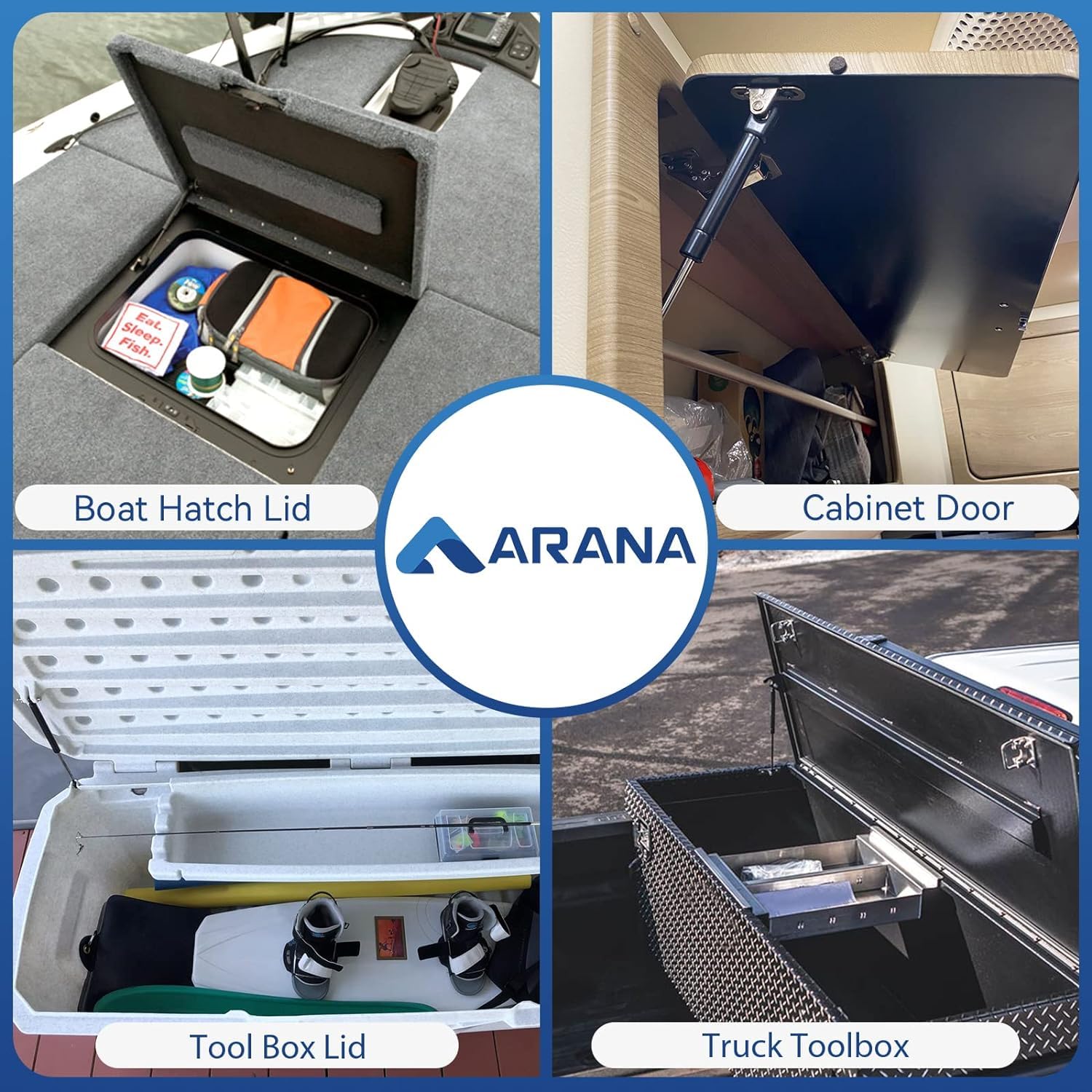 ARANA 10 Inch Gas Struts 18lb/80N, Tool Box Shocks 10 '', Gas Spring for Cabinet Truck Tool Box Lid Boat Hatch Lid, 2 Pcs Set