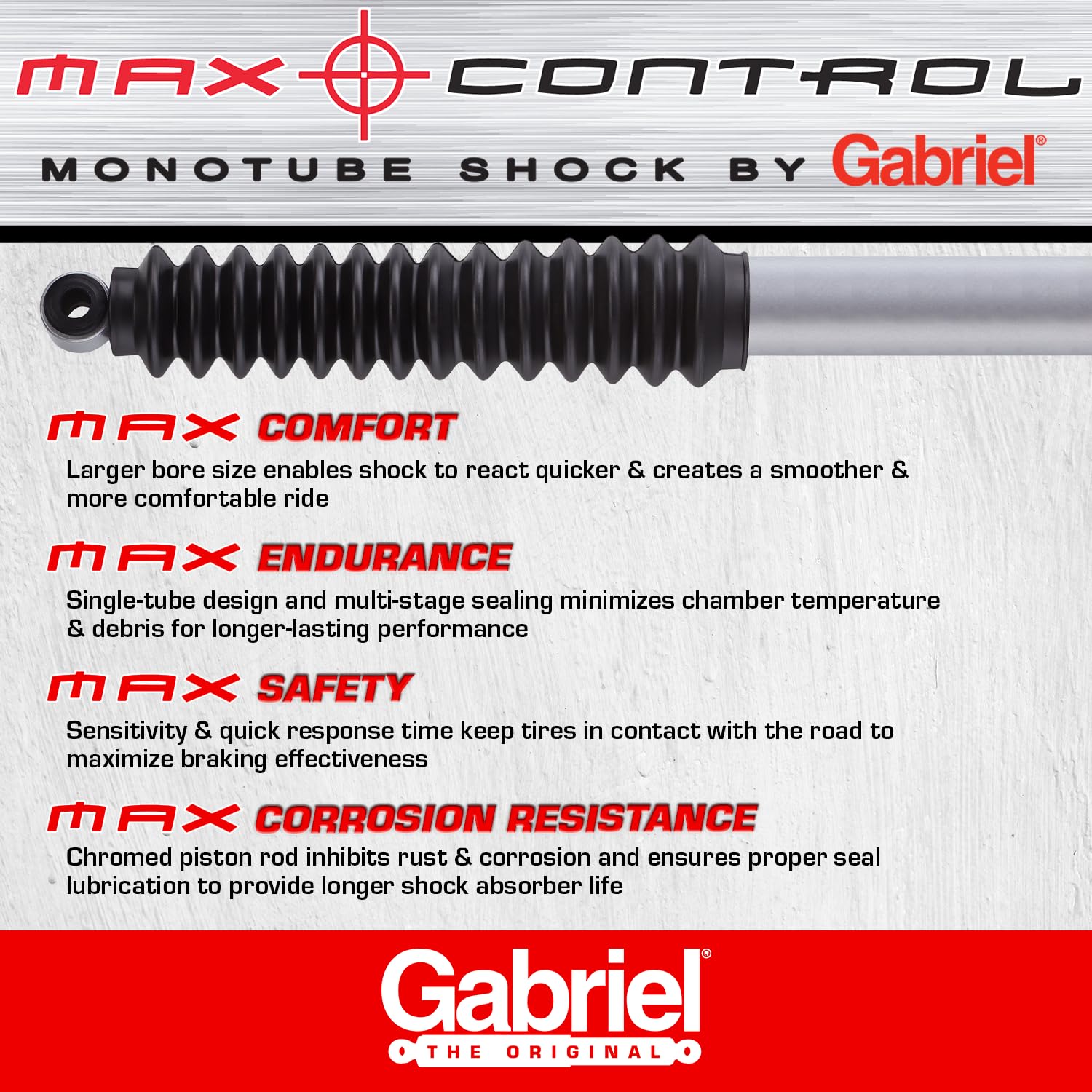 Gabriel 77967 Max Control Front Monotube Shock Absorber Fits 05-24 Ford F-450 Super Duty, 05-24 Ford F-550 Super Duty, 20-24 For