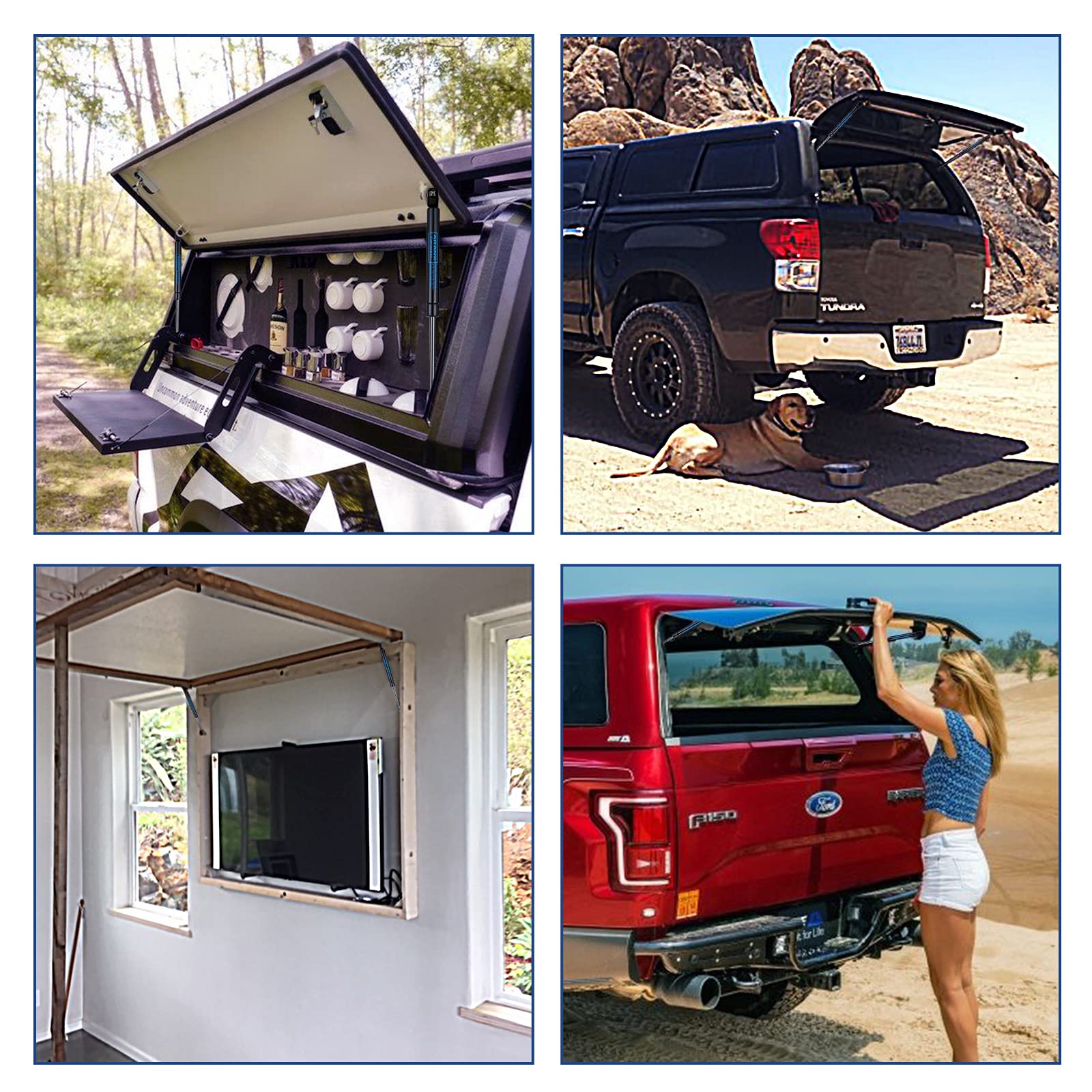 C16-04464A C16-04464 13 Inch 30Lb/133N Gas Struts, 752762 13 '' 30Lb Replacement For Camper Shell Window Pickup Leer Topper Cano