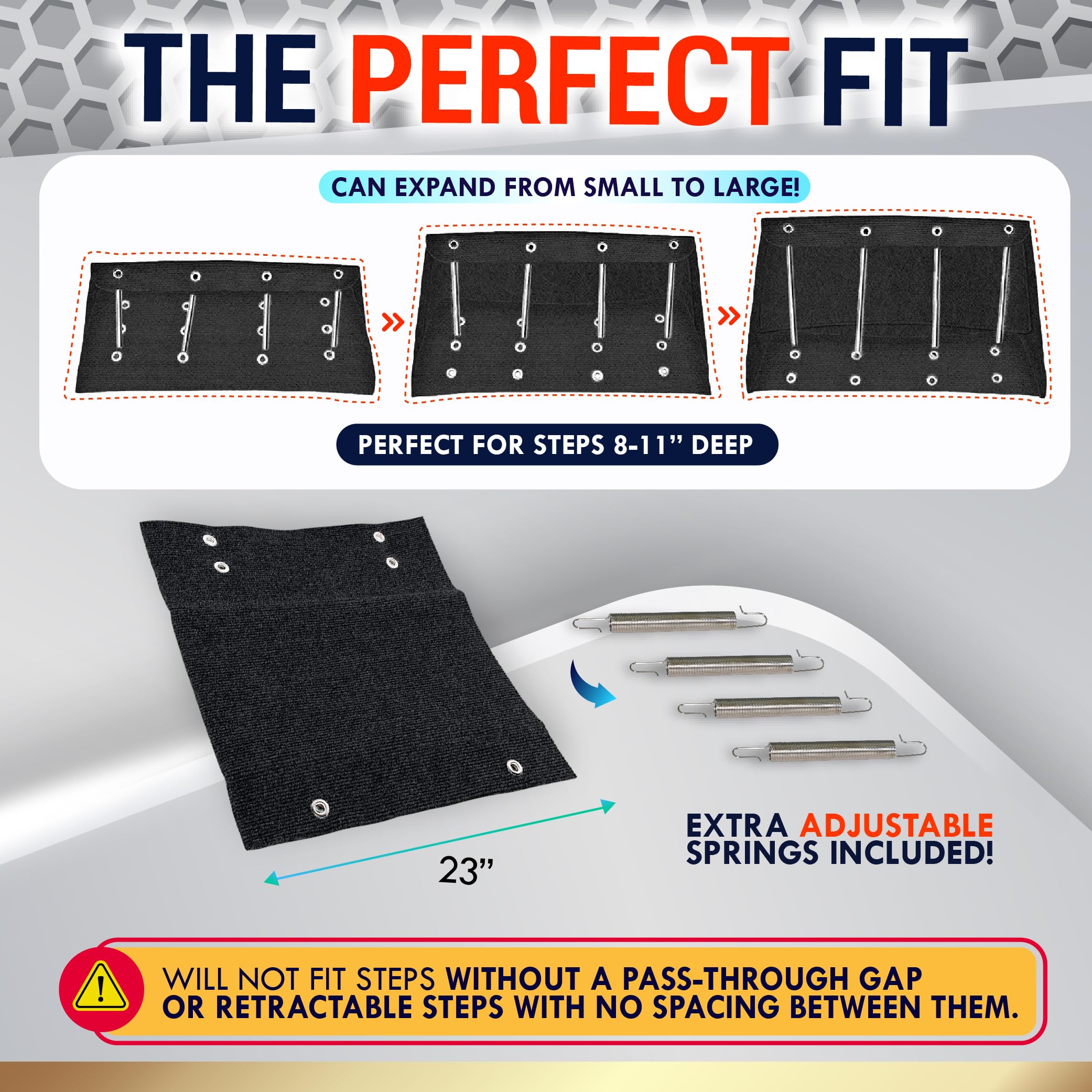 LATCH.IT RV Step Covers 4 Pack | 23'' Wide Camper Step Carpet Covers | Camper Step Covers | RV Step Carpet Best Fits 8-11'' Deep