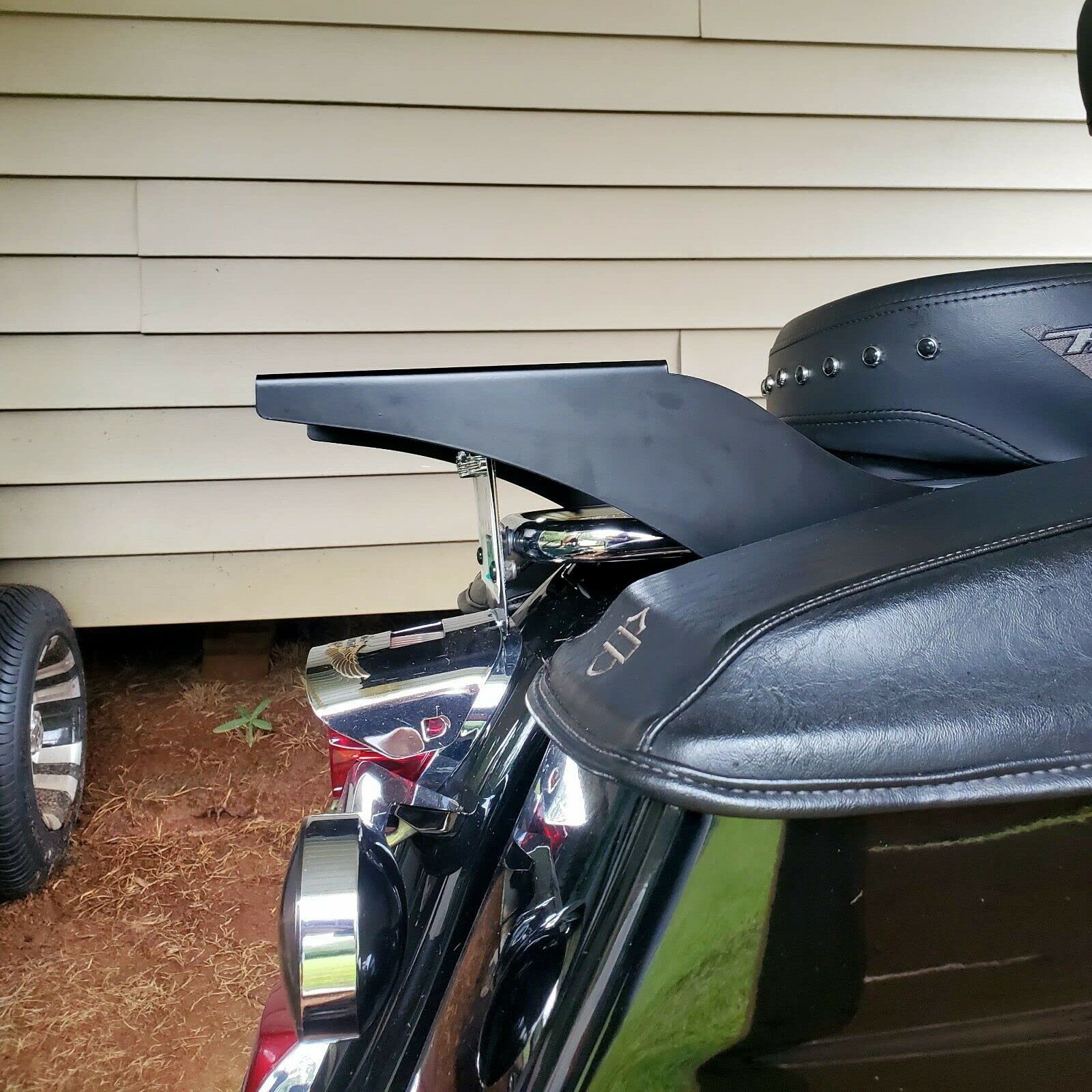 Ecotric King Tour Pack Trunk Bracket Rack Compatible With 1997-2008 Harley Touring Fl Mount King Tour Pack Pak Latches Razor Chop Trunk Mount - Chrome