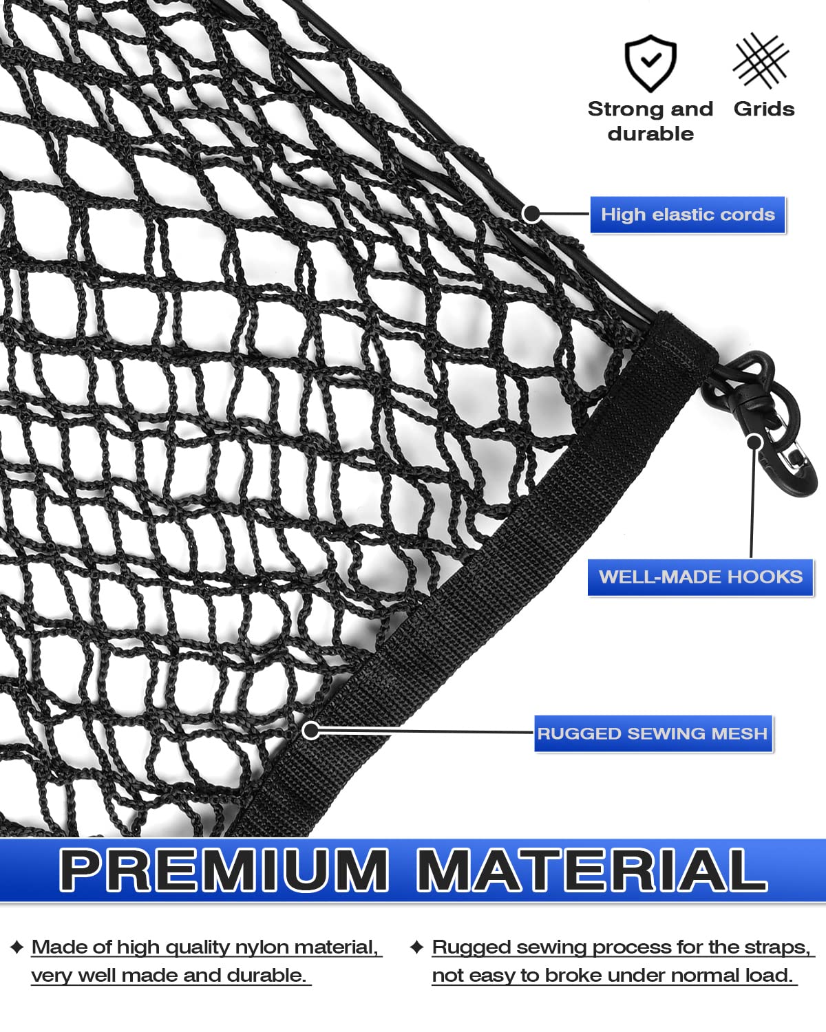 Karltys Envelope Style Cargo Net For 2015-2025 Chevy Tahoe/Suburban/Gmc Yukon Accessories, Adjustable Elastic Rear Trunk Cargo N