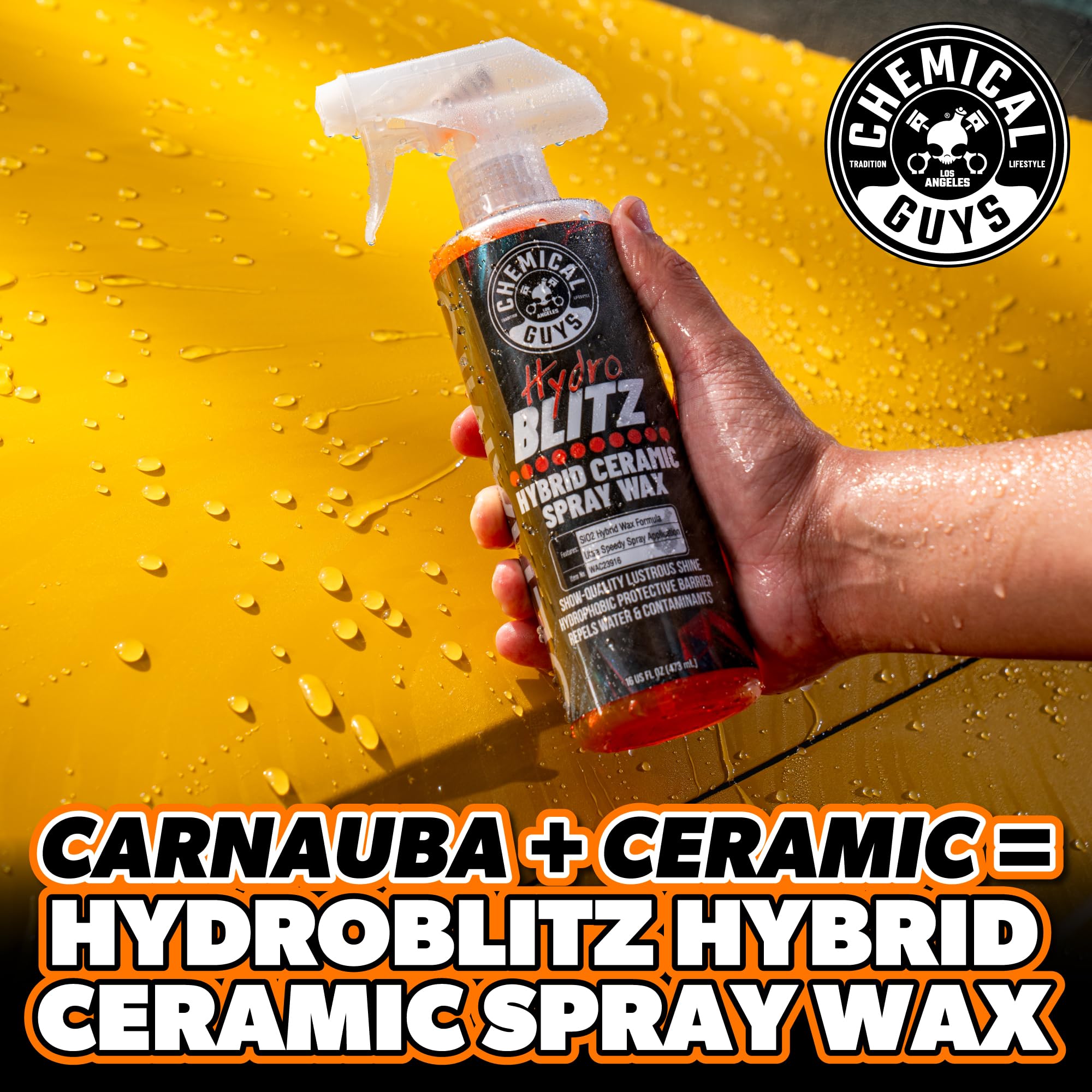 Chemical Guys WAC23916 Hydro Blitz Ceramic Spray Wax, with Carnauba, (Safe for Cars, Trucks, SUVs, RVs, & More) 16 fl oz