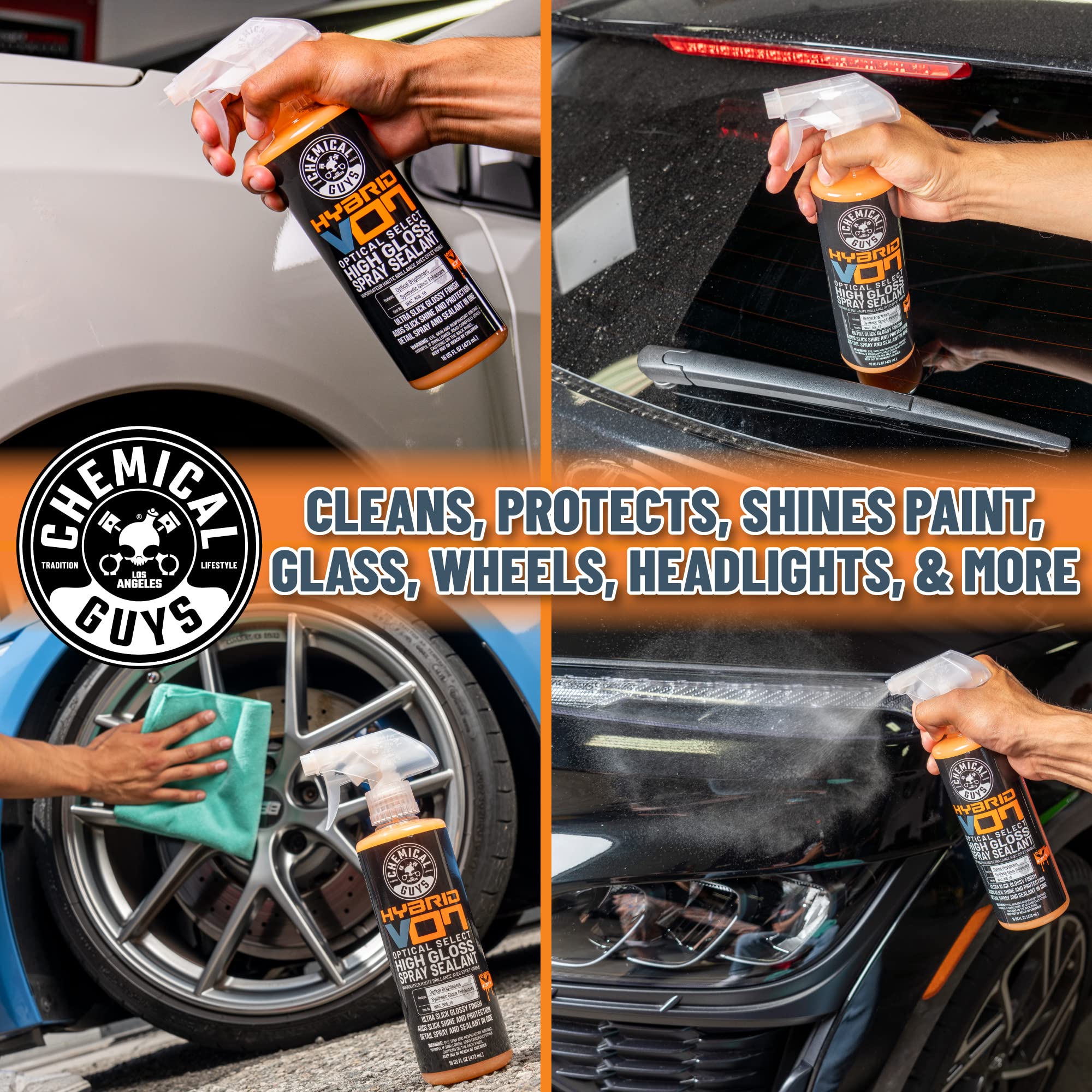 Chemical Guys Wac_808_16 Hybrid V7 Optical Select High Gloss Spray Sealant & Quick Detailer (Safe For All Finishes Including Ceramic Coatings), 16 Fl Oz, Orange Scent