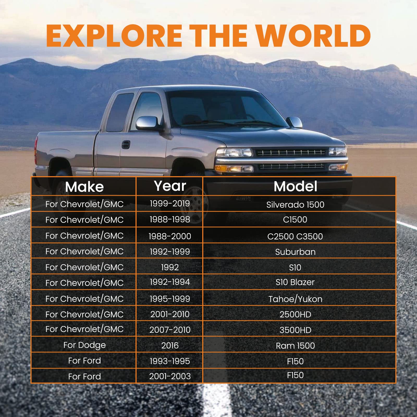 Tuningsworld 2''-3'' Lowering Shackle Kit Adjustable for Chevy Silverado1500 for Sierra1500 Truck 2007-2018 Suspension Rear Drop