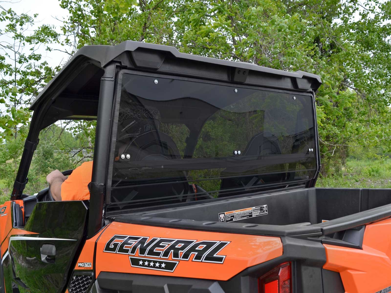 Superatv Non-Scratch Resistant Dark Tint Rear Windshield For 2016+ Polaris General 1000 / General 4 1000 And 2020+ General Xp 10