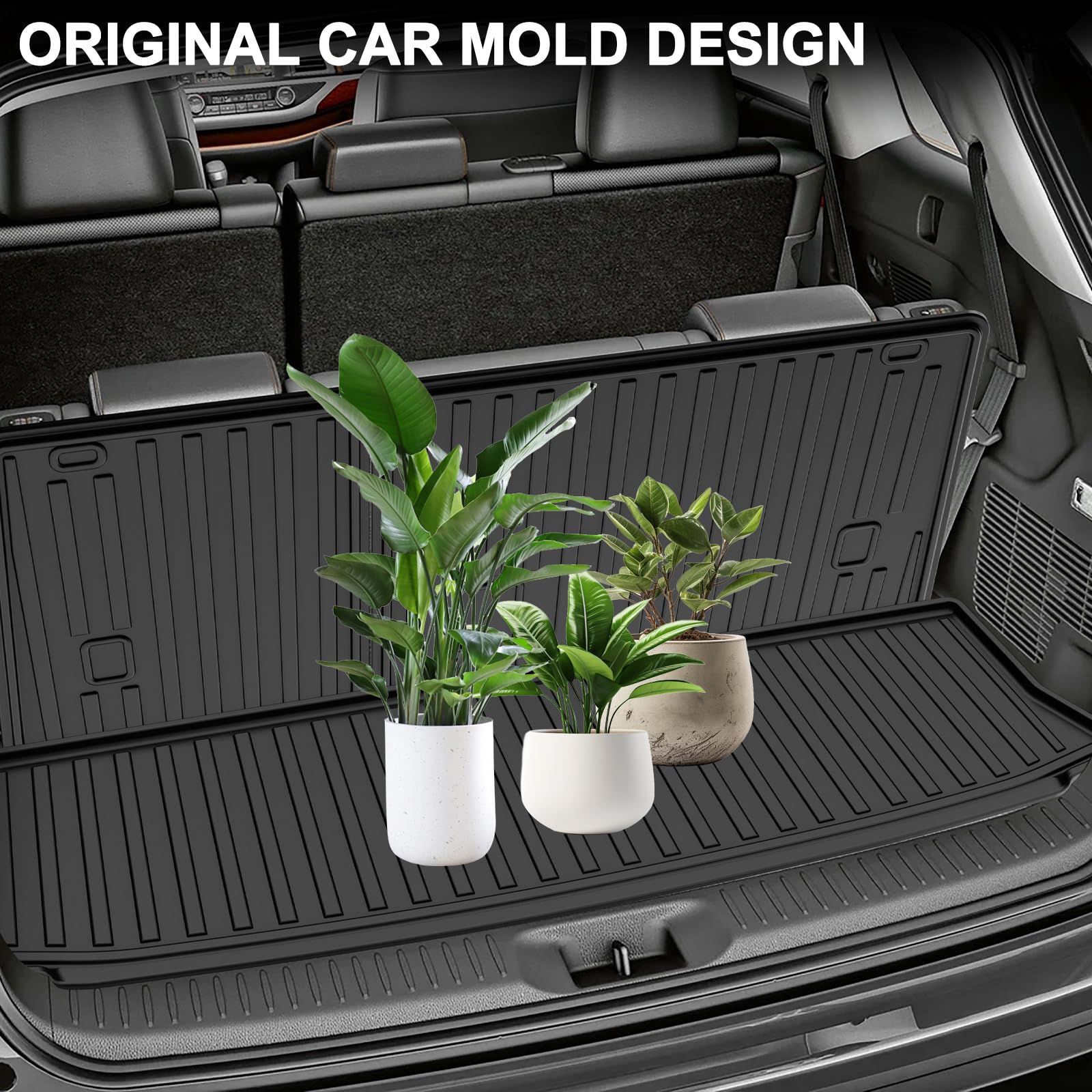 Aomsazto Cargo Mat Compatible With 2014-2019 Toyota Highlander Cargo Liner With Backrest Mat For 7 Seat Highlander Accessories (