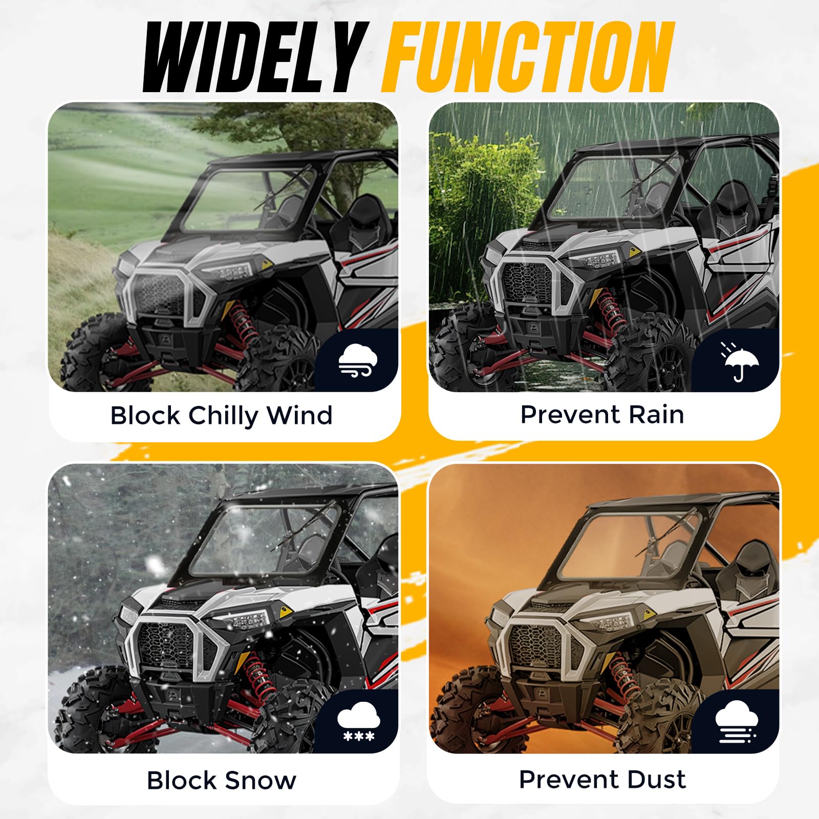 KUAFU Front Vented Glass Windshield Compatible with Polaris RZR XP 1000 RZR XP 4 1000 2019-2023 Replacement for GWS-P-RZRXP-001-