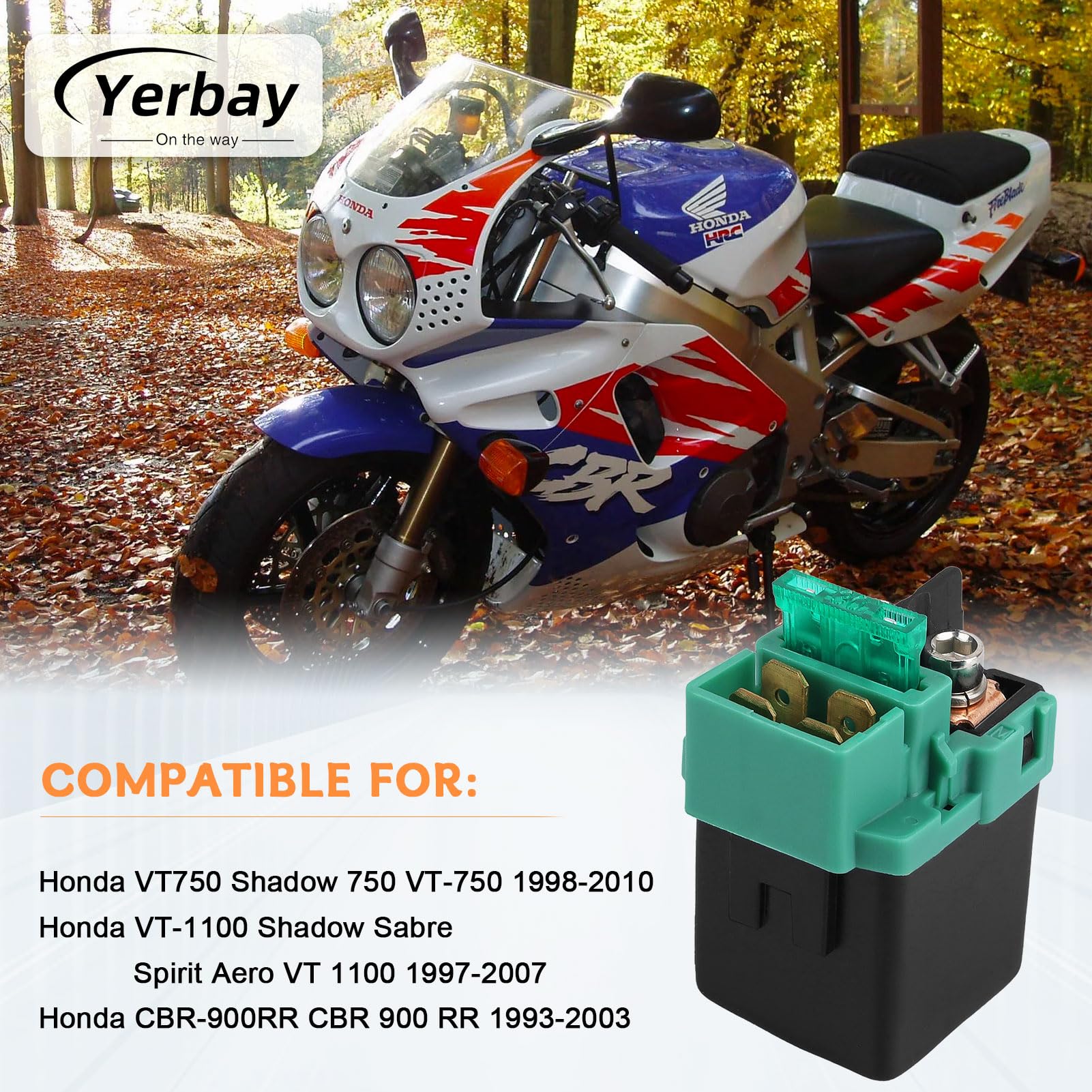 Starter Solenoid Relay For Honda Shadow 750 Vt750 1998-2010 / Vt1100 Shadow 1100 Spirit 1997-2007 / Cbr600Rr 2003-2014/Cbr 600 F2 F3 F4 F4I 1991-2003 For Kawasaki Vulcan 500 800 900 1500-1700 2000