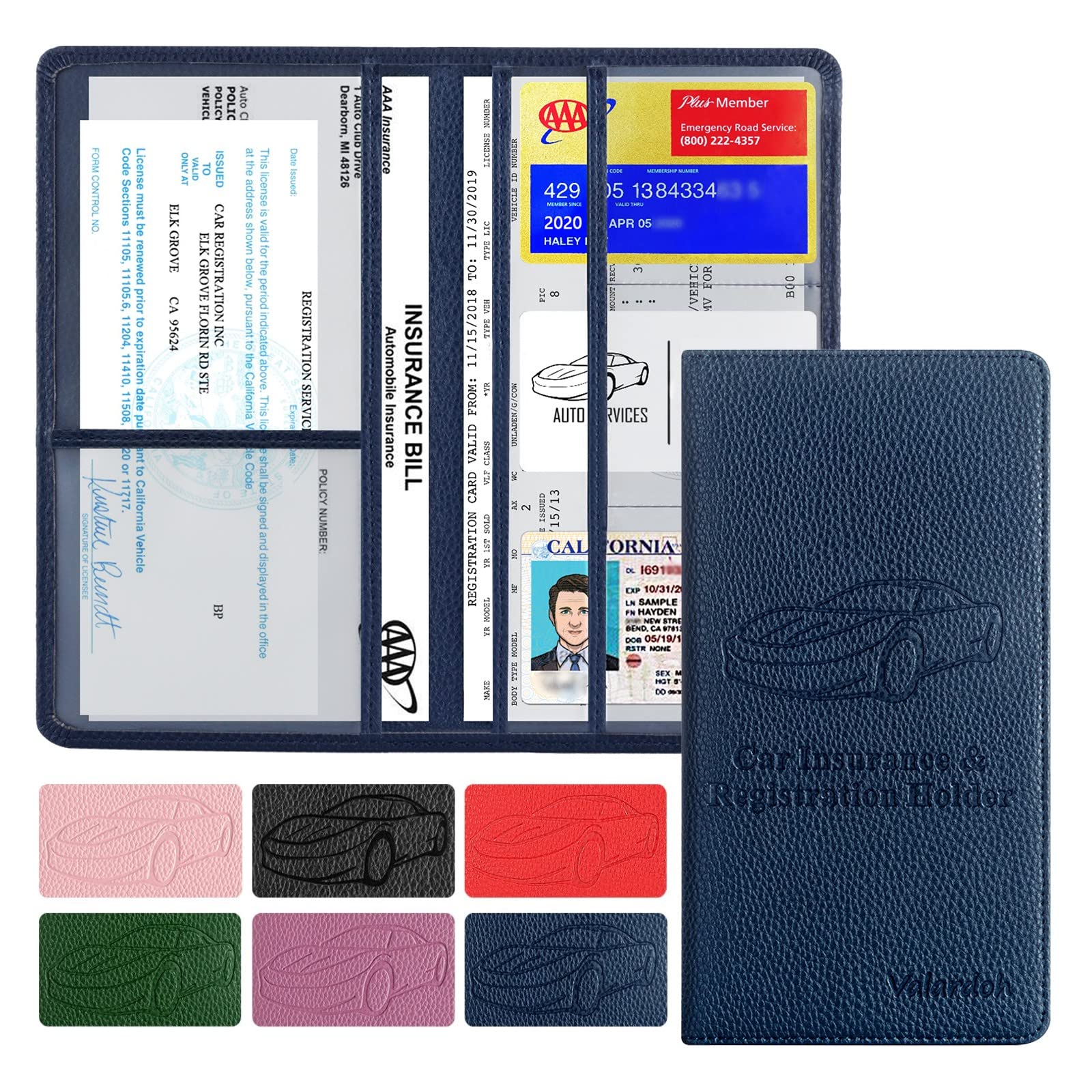 Valardoh Premium Car Registration And Insurance Card Holder, Car Document Holder For Cards, Driver License & Other Essential Doc