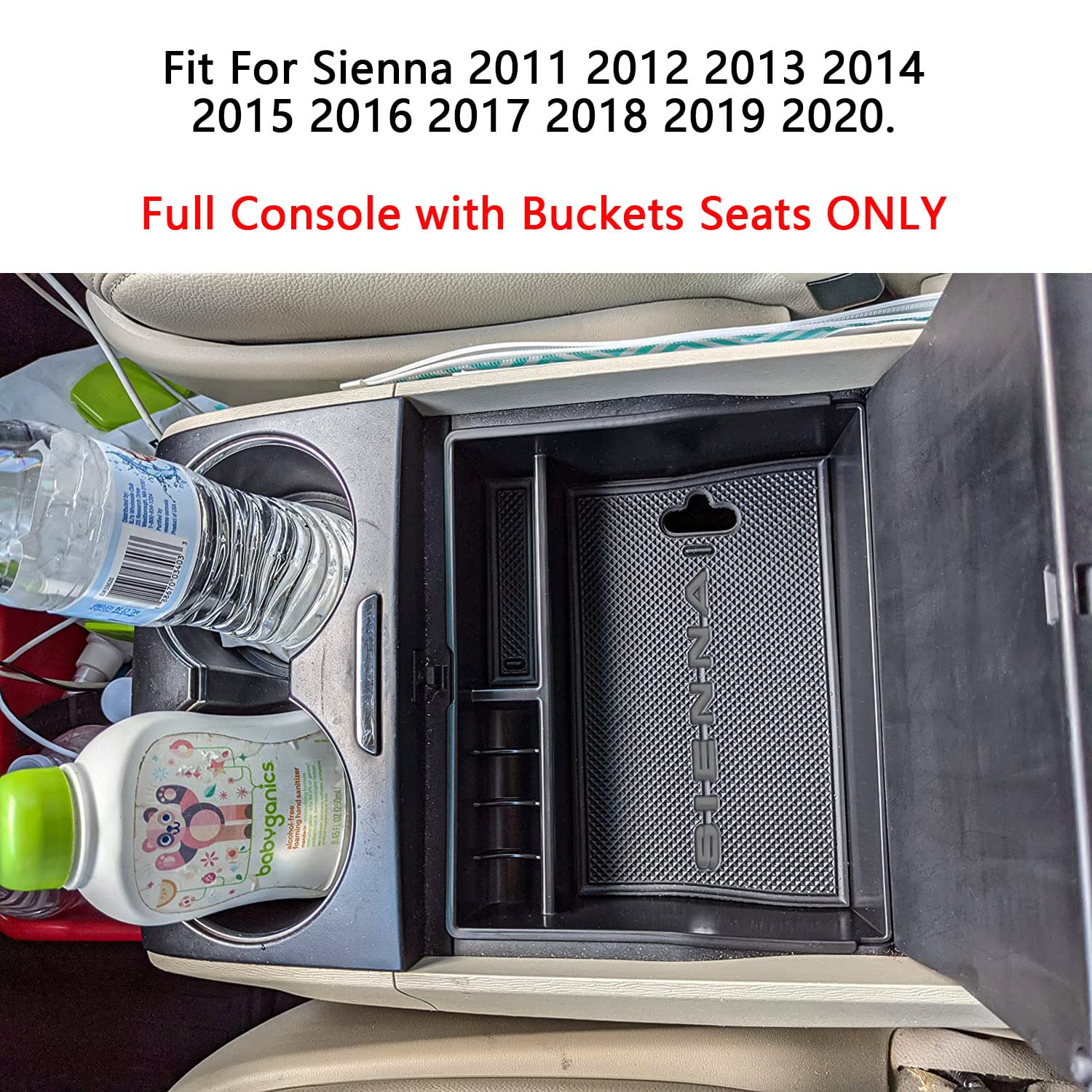 EDBETOS Center Console Organizer Tray Compatible with Sienna Accessories 2011-2015 2016 2017 2018 2019 2020 Secondary Armrest St