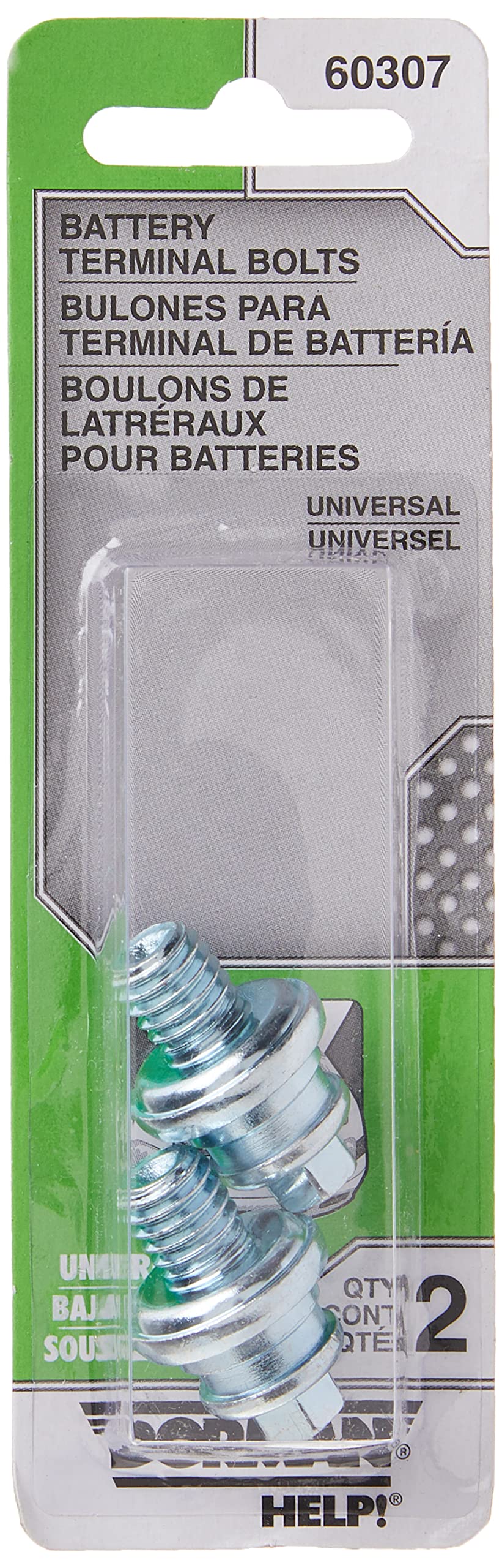 Dorman 60307 3/8 In.-16 X 3/8 In. Stud Length, 1-1/8 In. Long Side Terminal Bolts, 2 Pack Universal Fit