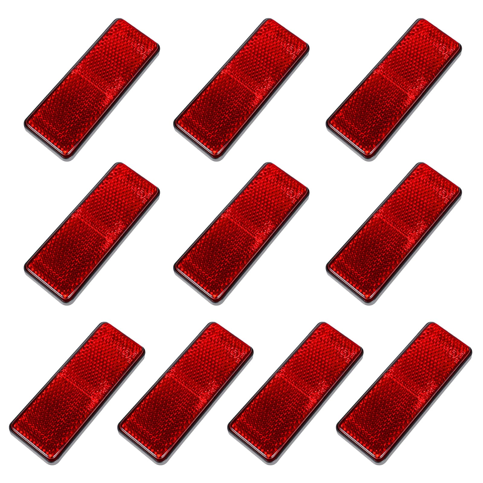 FajerminArt 10 Pack Red Self Adhesive All Plastic 3.46 Rectangle Reflectors for Mailbox, Motobikes, Trailers, Trucks, Boats, Suv