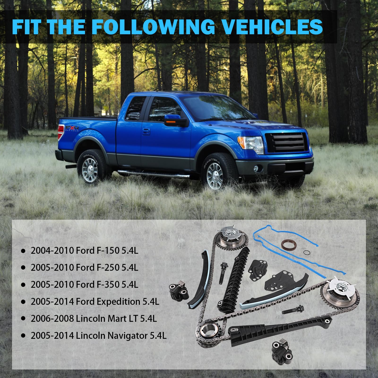 MNJWS 5.4 Timing Chain Kit & Cam Phaser Repair for 2005-2014 Ford F-150, F-250, F-350, Expedition, Lincoln Navigator, Mark LT
