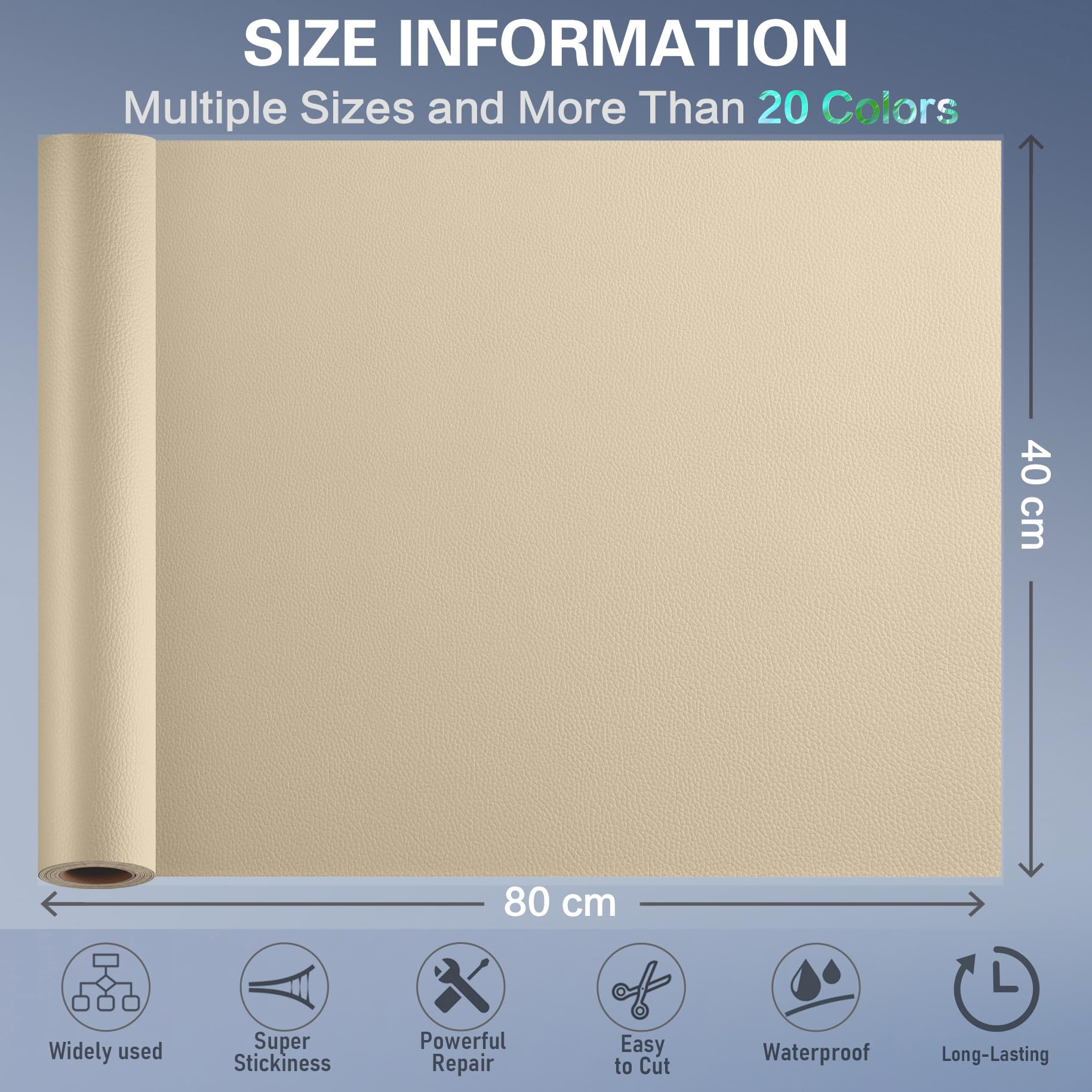 Self Adhesive Leather Repair Patch Kit, 16 In X 63 In Large Vinyl Leather Repair Tape For Furniture, Sofa, Couch, Sofa, Car Seat