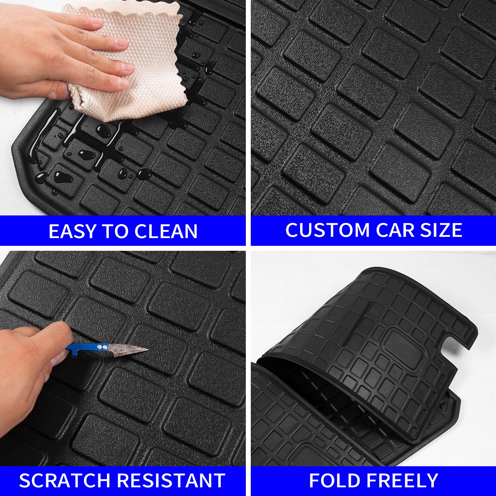 Rongtaod Floor Mats Compatible with 2016-2022 Honda Pilot 7 Seats Trunk Mat Cargo Mat Cargo Liner Back Seat Cover Protector (No