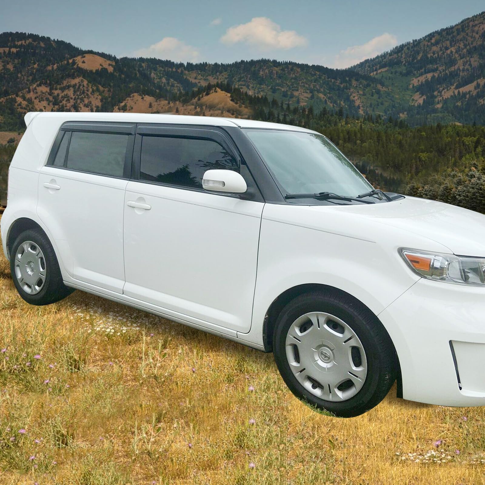 Window Visor Deflector Compatible with 2008-2015 Scion Xb, Slim Tinted Acrylic Resistant Shield Cover Wind Sun Rain Guard by IKO