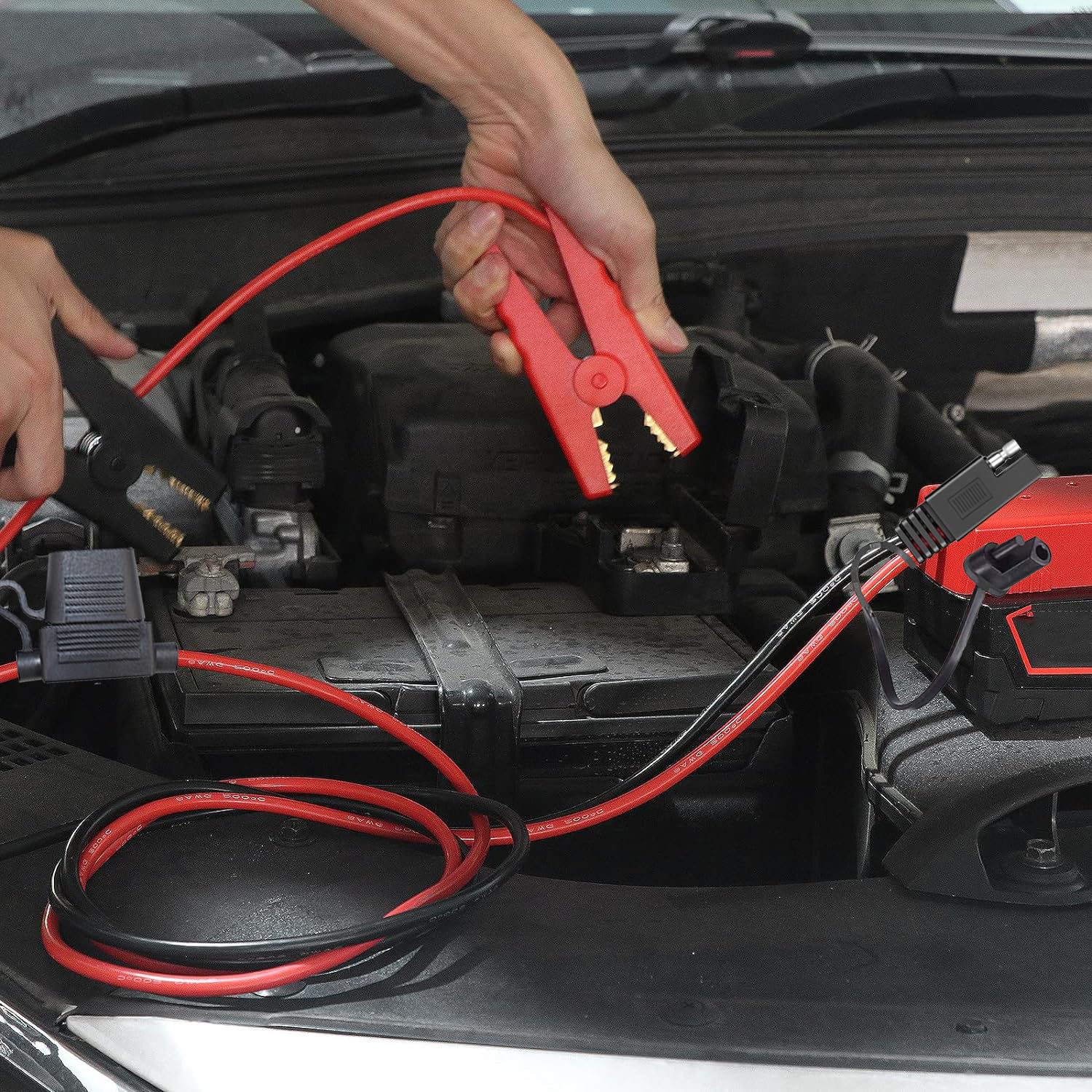 Yetor 10Awg Battery Alligator Clips,Sae Quick Release Adapter To Alligator Clips With 2Ft,Sae Clip Connectors Extension Charging