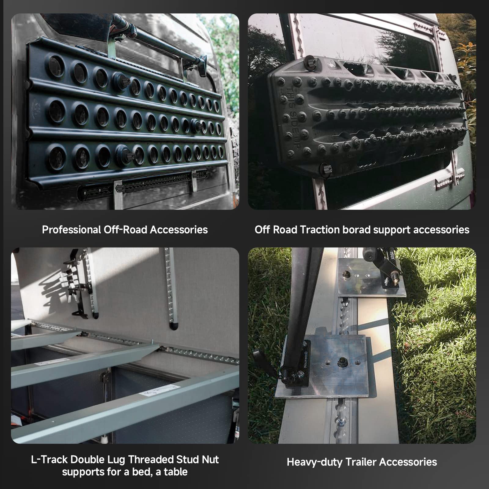 8 Pcs L-Track Double Lug Threaded Stud Nut Fitting Tie Down| Used With L Track Rail For Truck Bed,Trailer Cargo Control,Pickup,R