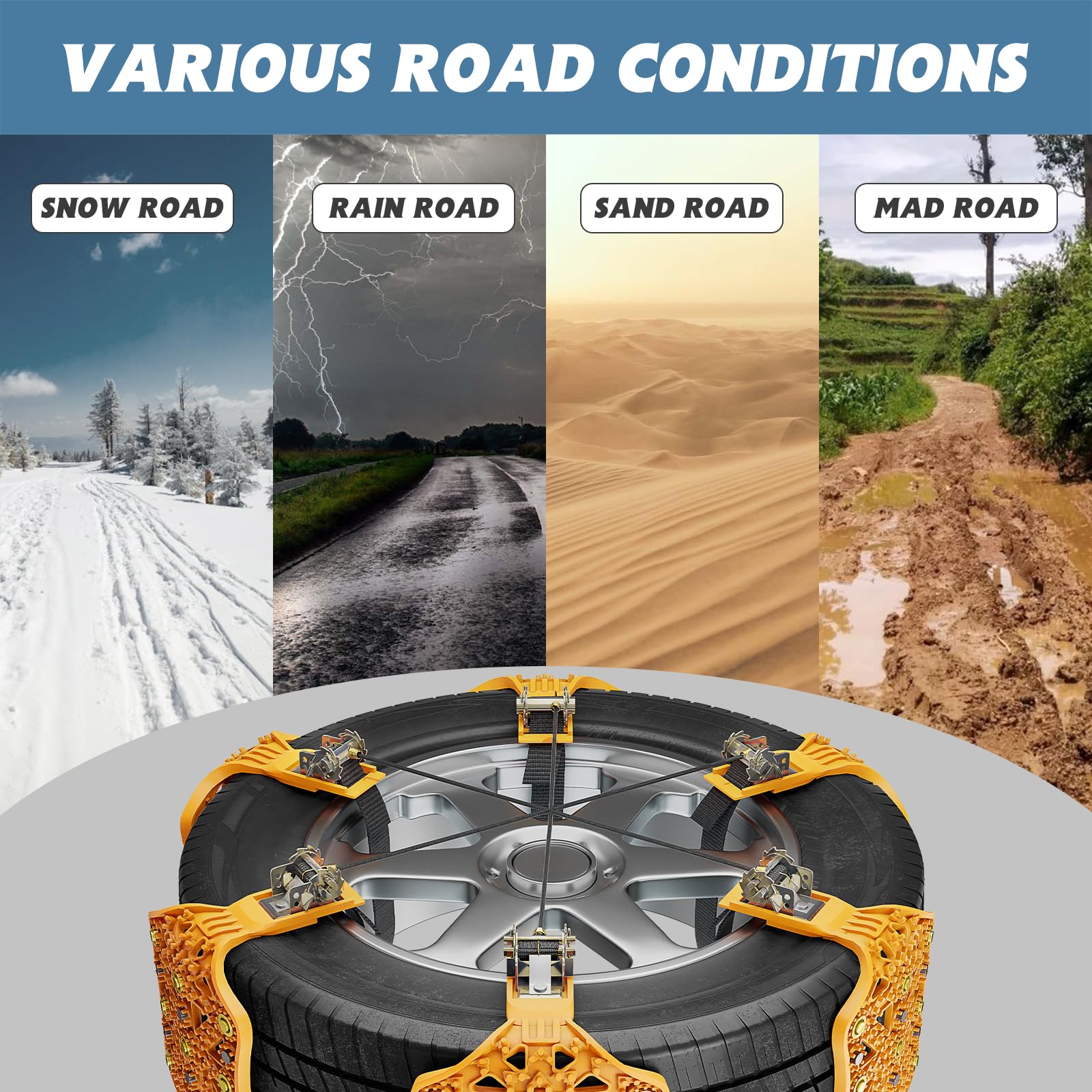 Tpu Snow Chains For Cars, Antislip Wheel Chains For Winter Car Security, 10 Packs For 215Mm-285Mm Tires