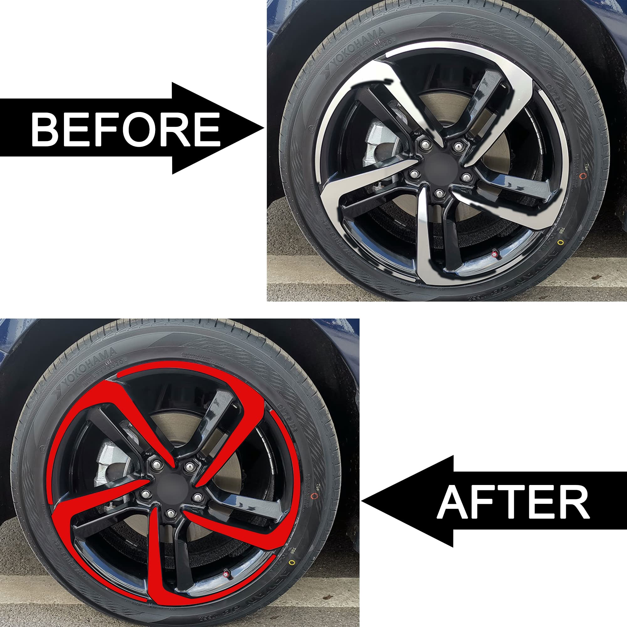 Tomall Reflective Wheel Rim Stripe Decal Compatible With Honda Accord Sedan 2018 2021 Vinyl Waterproof Stickers For Car Night Re