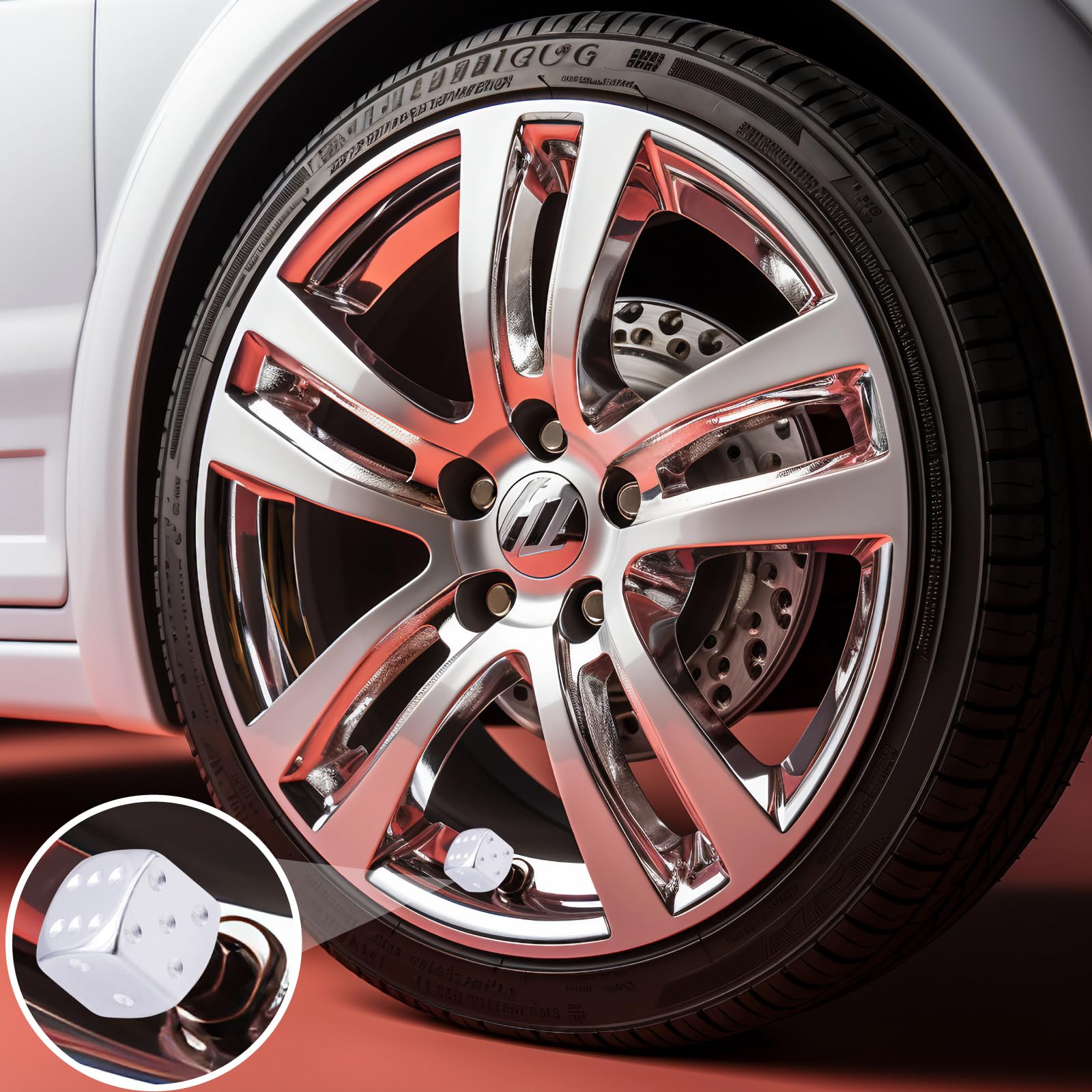 Meajoo 6Pcs Aluminum Dice Tire Valve Stem Caps, Universal Aluminium Alloy Dustproof Tire Valve Stem Covers For Cars, Suv, Trucks