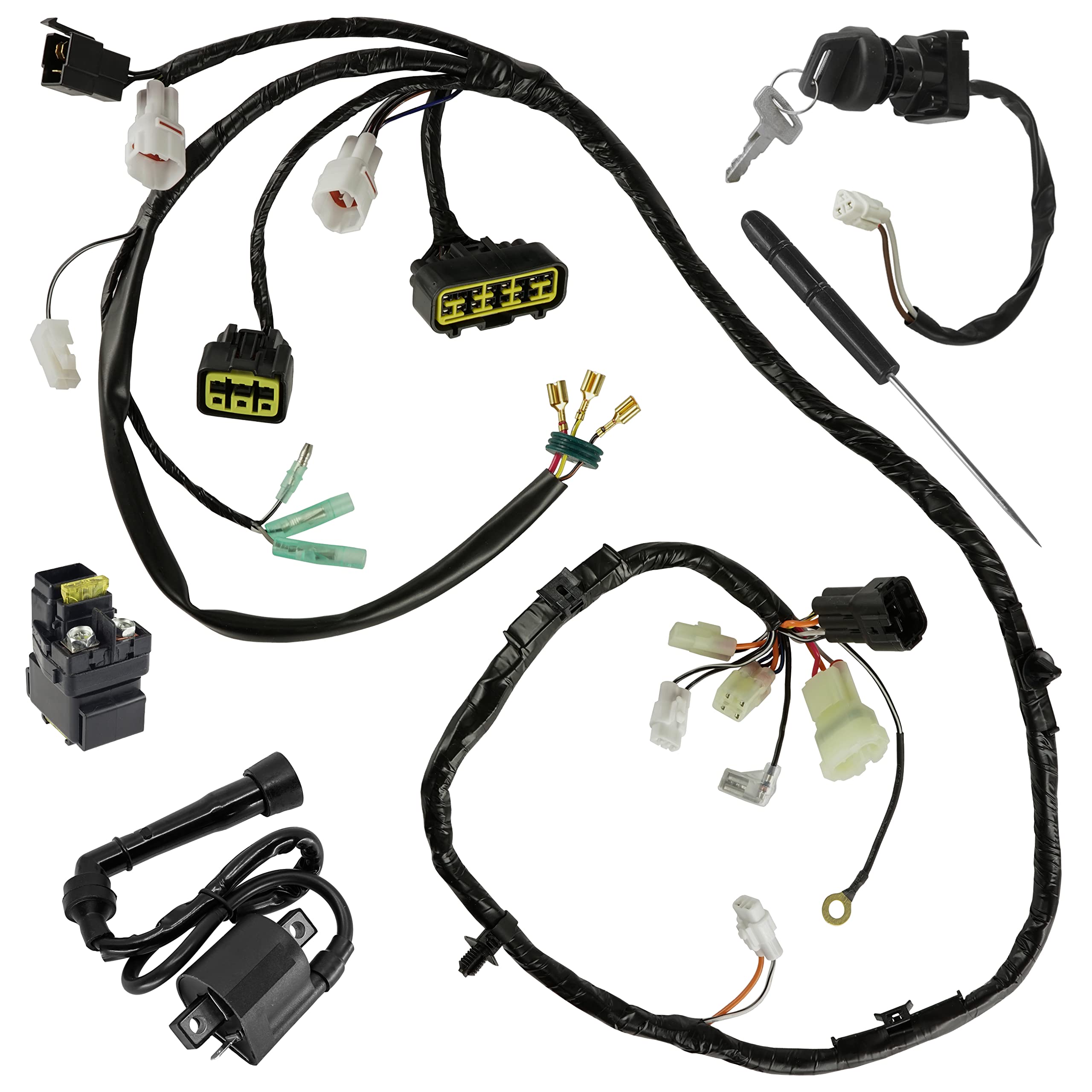 Caltric Wiring Harness Switch Key Coil Starter Relay Compatible with Suzuki QuadSport LT-Z400 LTZ400 2004
