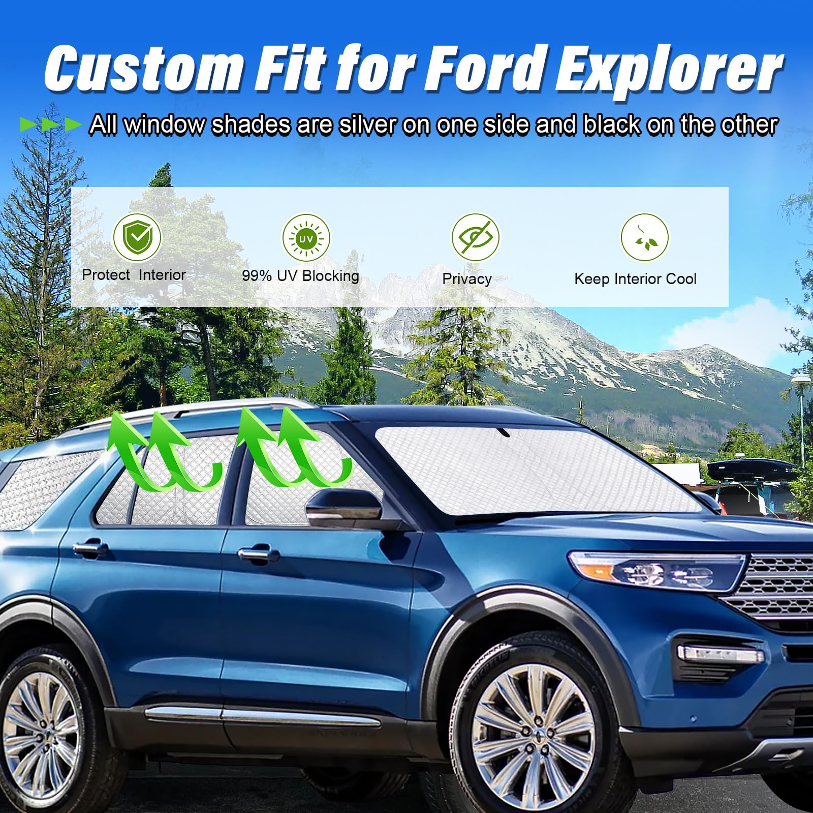 Kmf Windshield Sun Shade Replacement For Ford Explorer Suv, St Xlt, Limited, Platinum 2020-2024, Ford Explorer Sun Shade Cover S