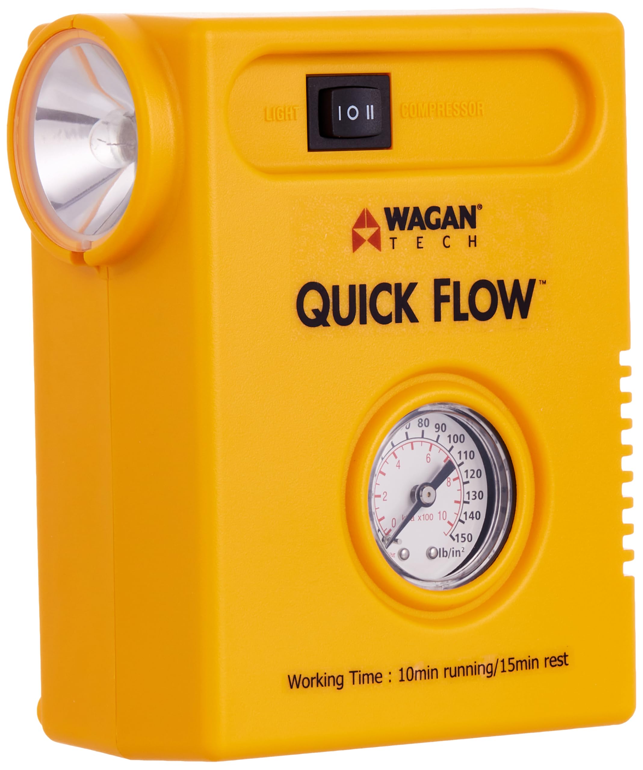 Wagan EL7302 12V DC Digital Set Air Compressor 120 PSI with LED Work Light Portable Tire Inflator Air Pump for Car, Trucks, Motorcycles and Other Inflatables