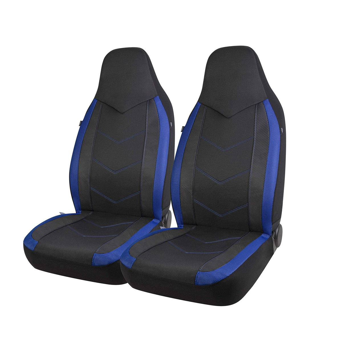 Pic Auto High Back Front Car Seat Covers - Sports Carbon Fiber Mesh Design, Universal Fit, Airbag Compatible (Blue)