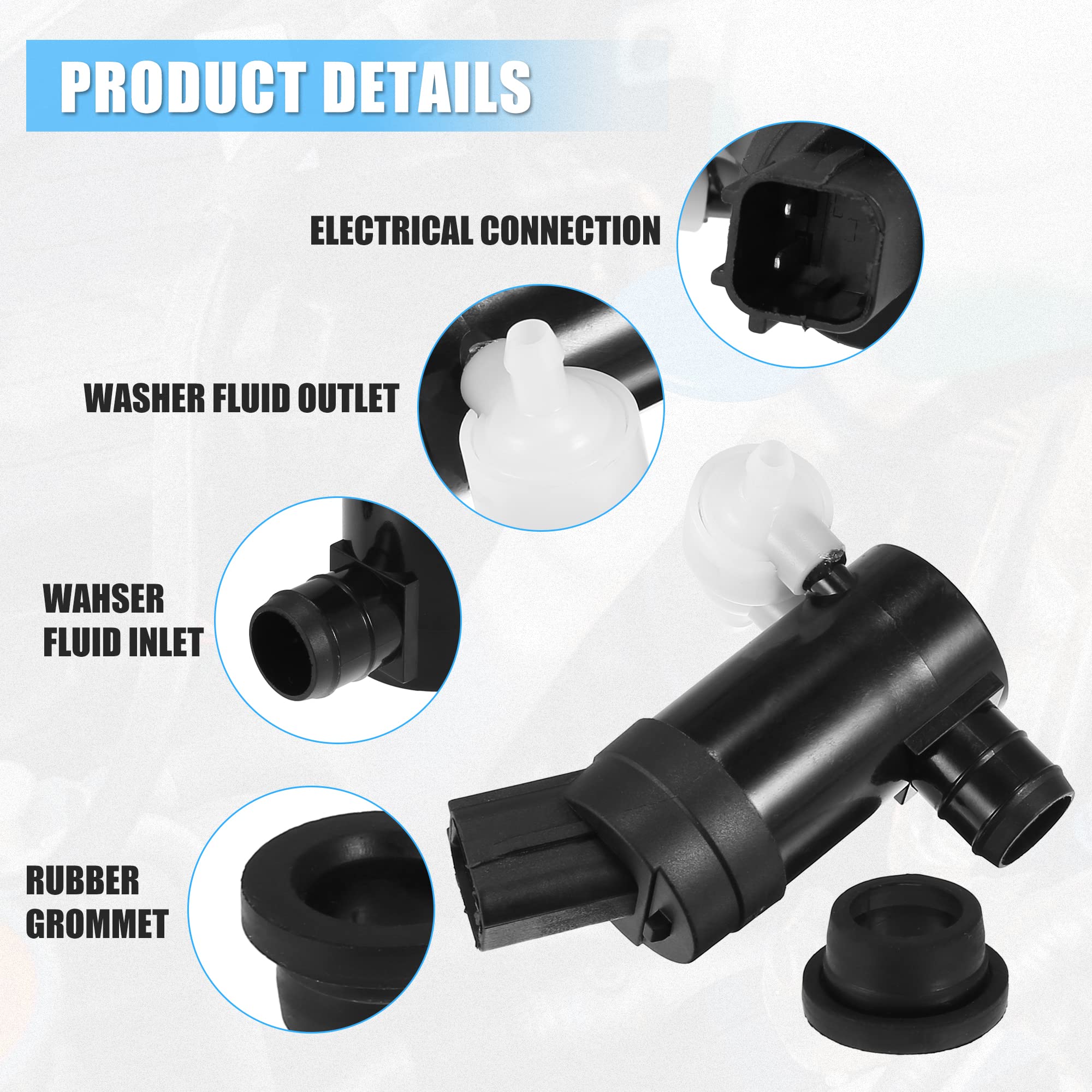 Acropix Windshield Washer Motor Pump Fit For Kia Sedona Sorento No.98510-A9000/98510A9000 - Pack Of 1 Black