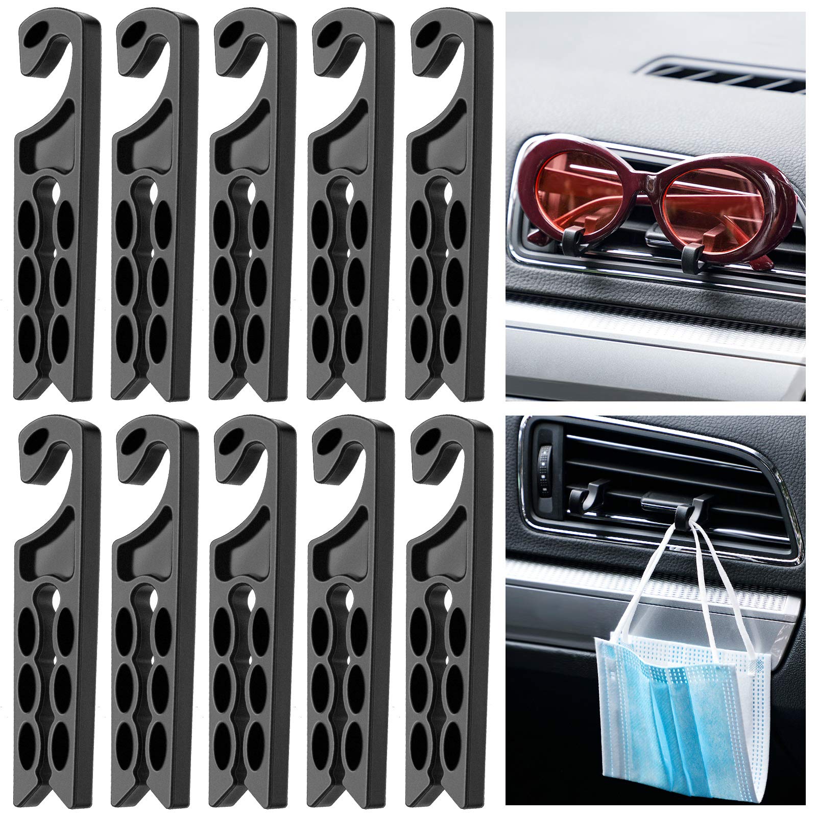 BBTO 10 Pieces Car Vent Hook Hanger Car Air Vent Holder Mobile Phone Mount Earphone Cable Winder Sunglasses Glasses Keychain Org