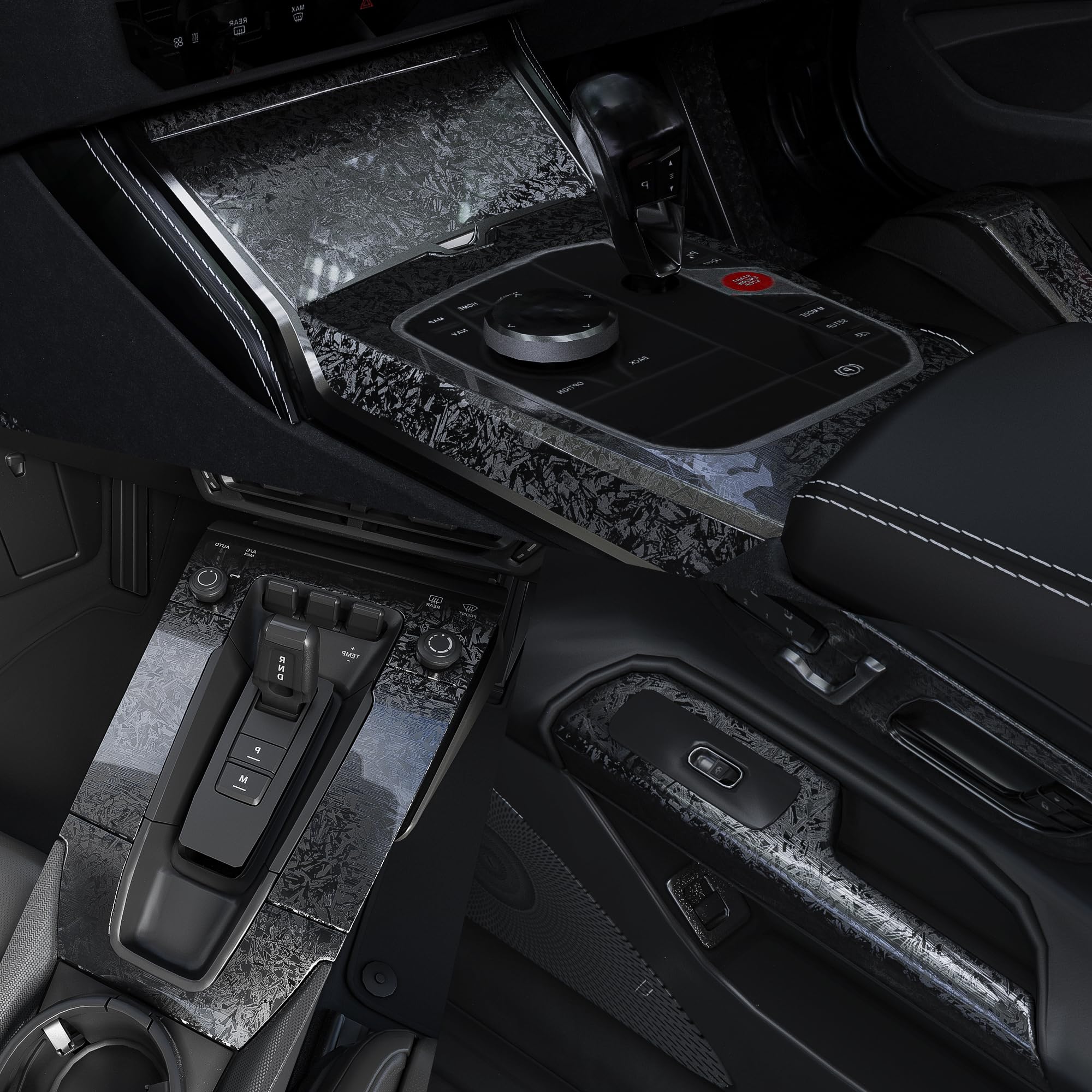 Lypumso Eletroplated Forged Carbon Fiber Vinyl Wrap, Gloss Black Plating Chrome Mirror Car Wrap Vinyl Diy Auto Sticker Decal Fil