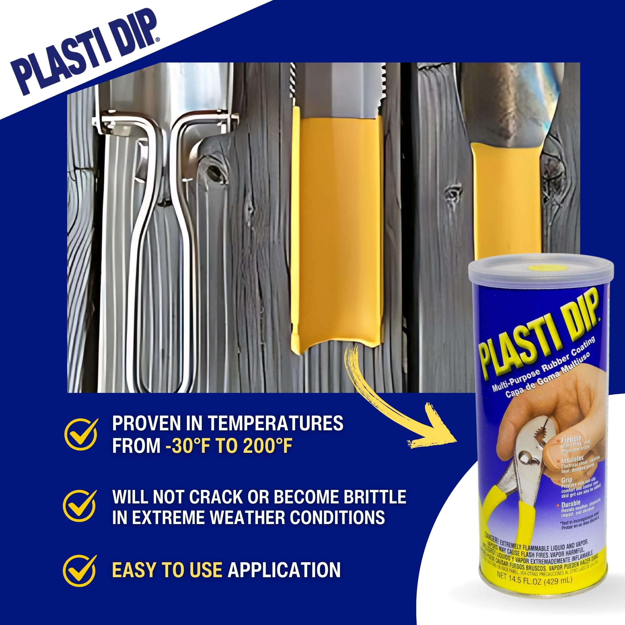 Plasti Dip Yellow Liquid Rubber Dip Can (14.5 Oz) for Automotive Enthusiasts - Peelable, Durable Tool Dip & Rubber Dip Coating -