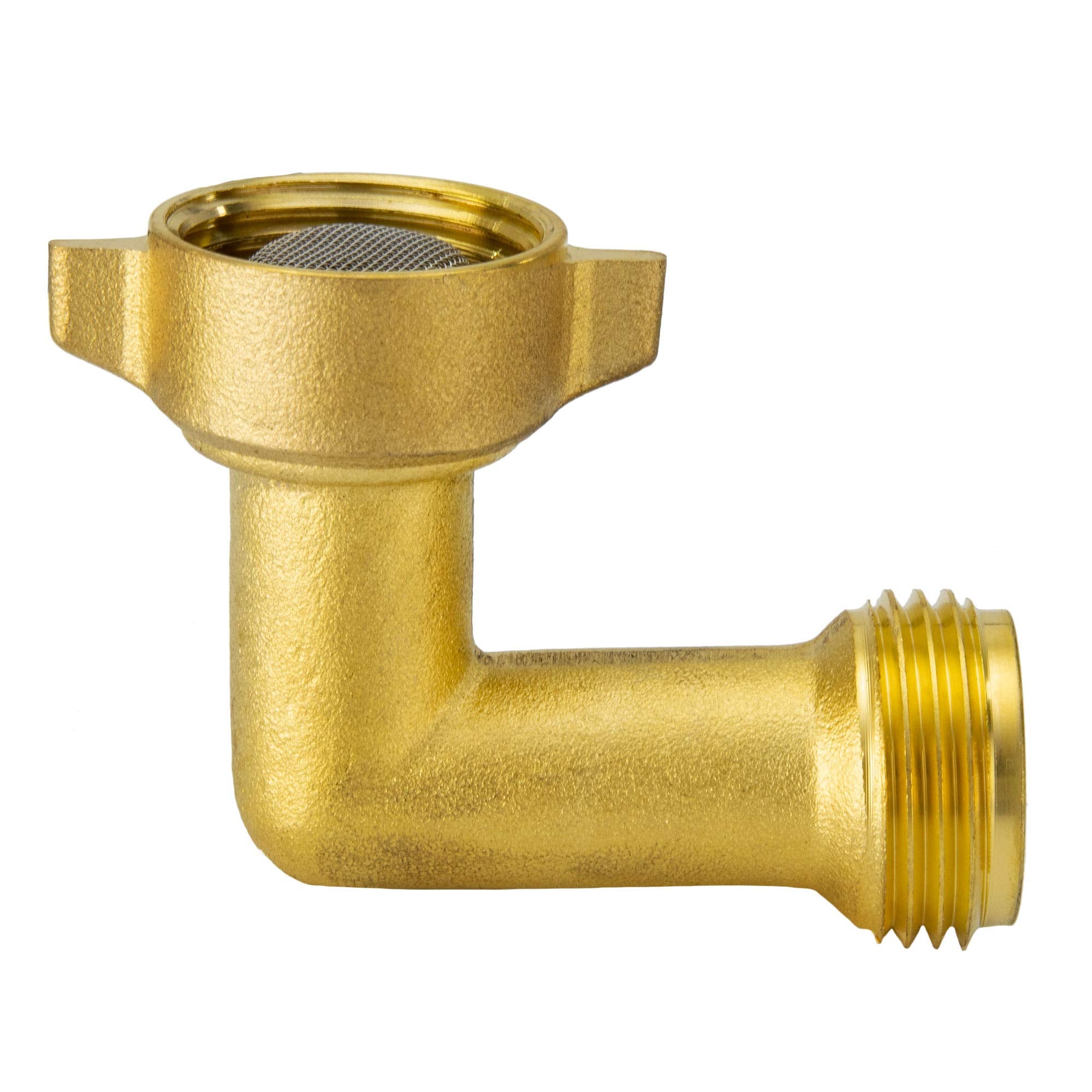 Recpro Rv 90 Degree Hose Elbow With Mesh Strainer | Solid Brass Garden Hose Elbow Adapter For Rv Water Hose | City Water Inlet E