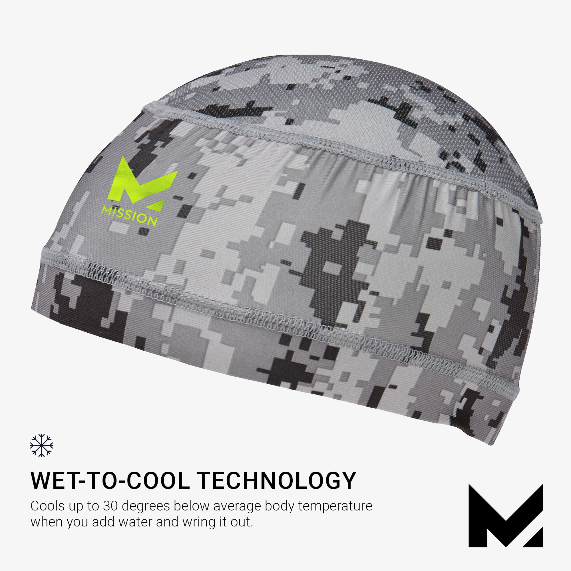 Mission Cooling Helmet Liner, Digi Camo - Lightweight & Breathable - Cools Up To 2 Hours - Upf 50 Sun Protection - Machine Washa