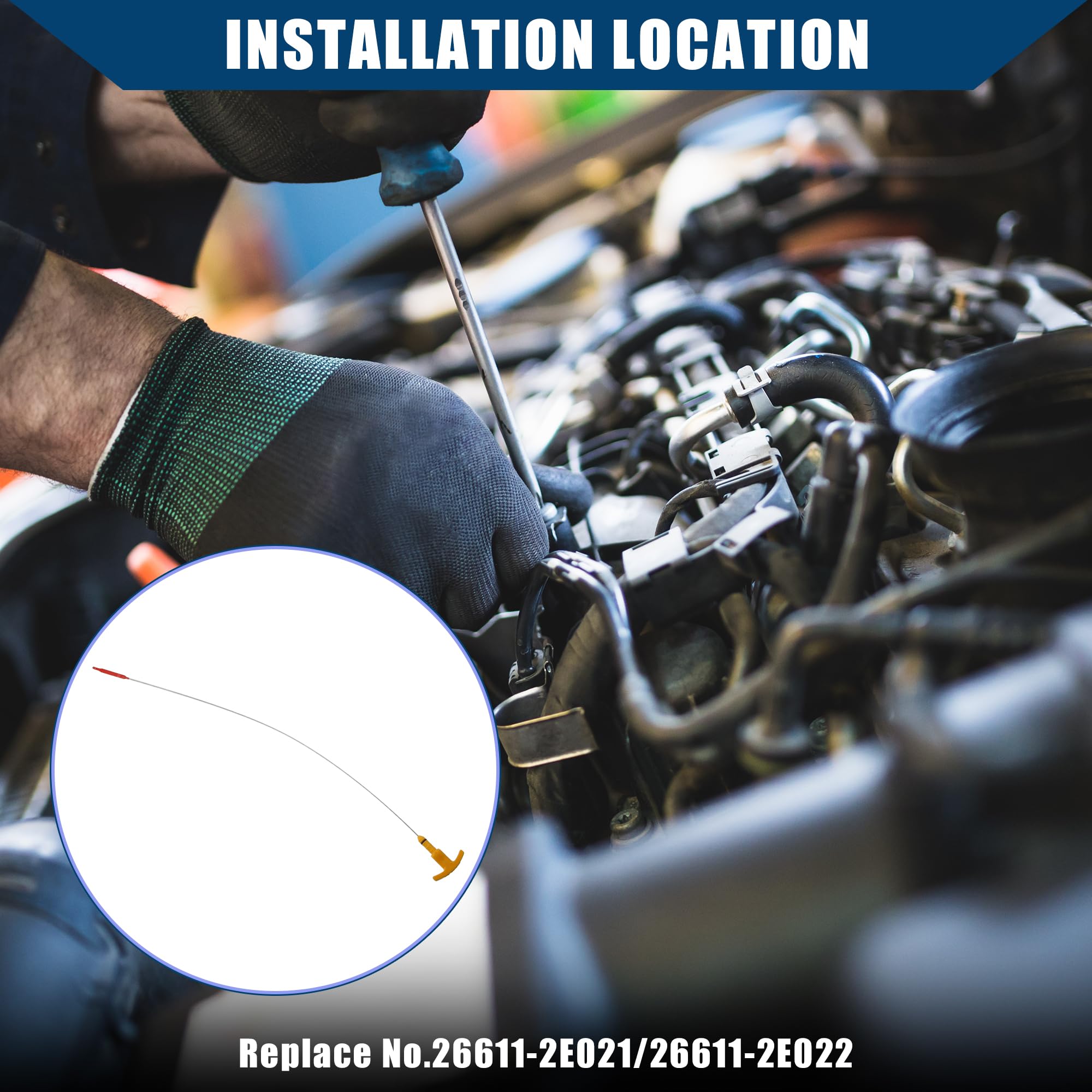 Hihaha No.26611-2E021 / Engine/Oil Dipstick for Hyundai Elantra 2011-2020 for Hyundai Tucson 2014-2021 / Oil Level Dipstick/Dura