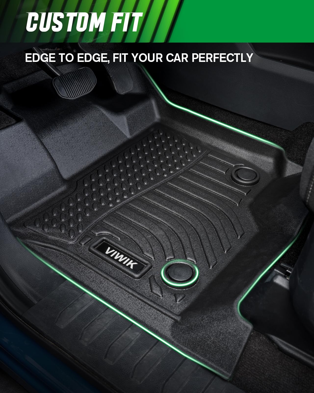 Viwik Tpe Floor Mats Custom For Dodge Grand Caravan 7 Seat 2011-2020,All Weather Car Mats Compatible For Town & Country (Stow'N