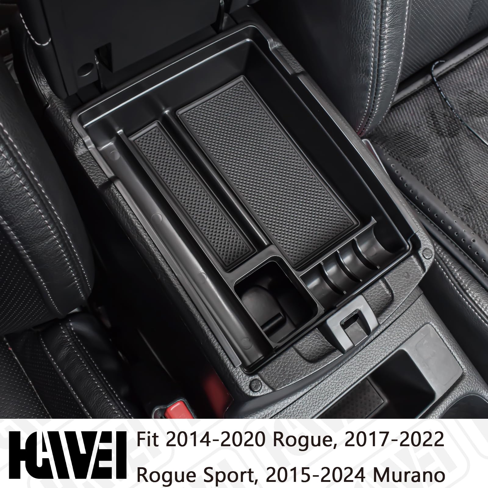 HGWEI Center Console Organizer Tray Compatible with Nissan Rogue 2014-2020 / Rogue Sport 2017-2022 / Murano 2015-2024 Interior A