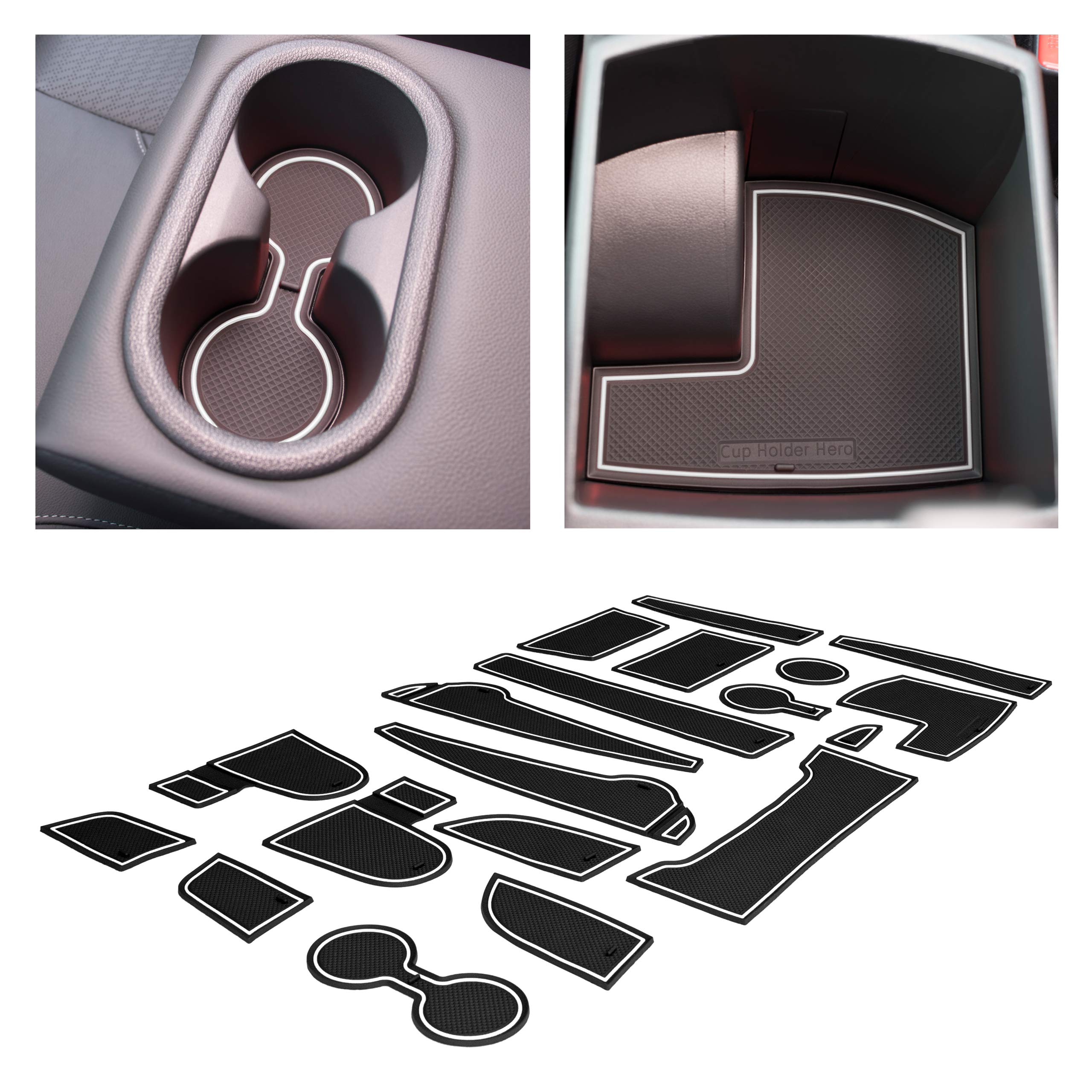 Cupholderhero Fits Hyundai Kona Accessories 2018-2021 Premium Custom Interior Non-Slip Anti Dust Cup Holder Inserts, Center Cons