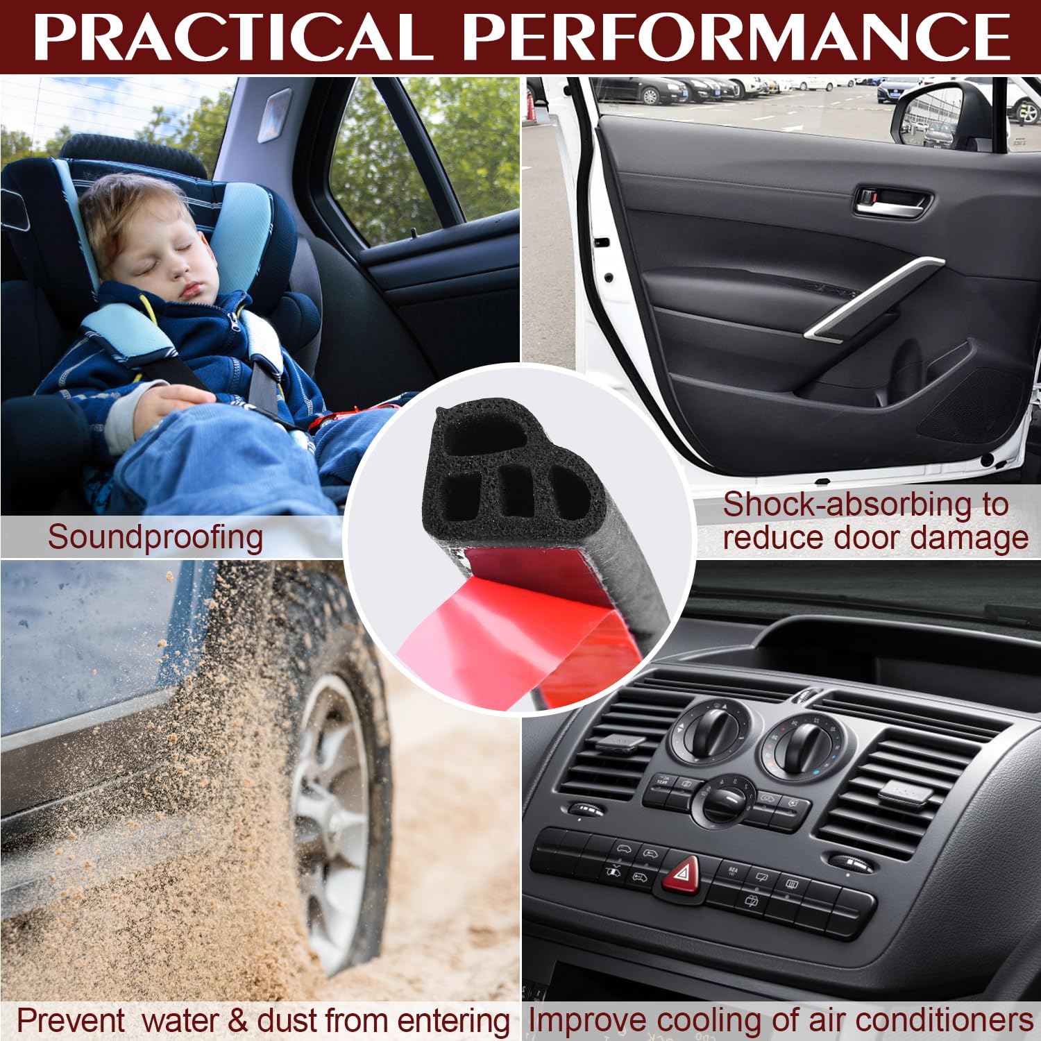 Car Weather Stripping Self Adhesive 33Ft Double Layer L Shape Automotive Soundproofing Weatherstrip Adhesive Universal Car Door