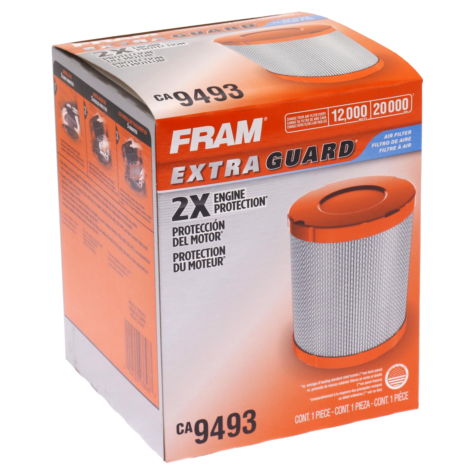 Fram Extra Guard Ca9493 Replacement Engine Air Filter For Select Acura And Honda Models, Provides Up To 12 Months Or 12,000 Miles Filter Protection